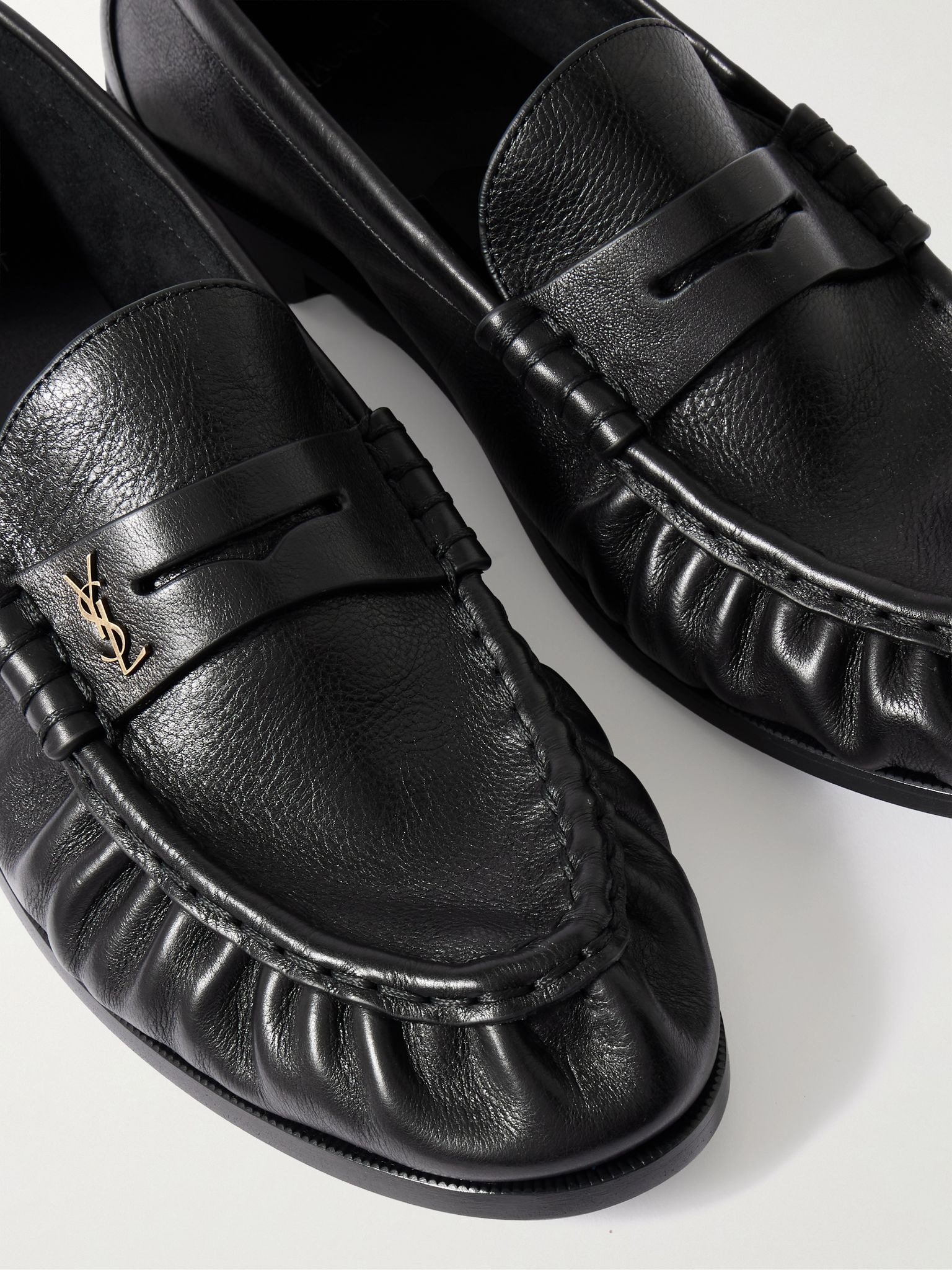 Le Loafer Monogram Logo-Appliquéd Leather Penny Loafers Black - 5