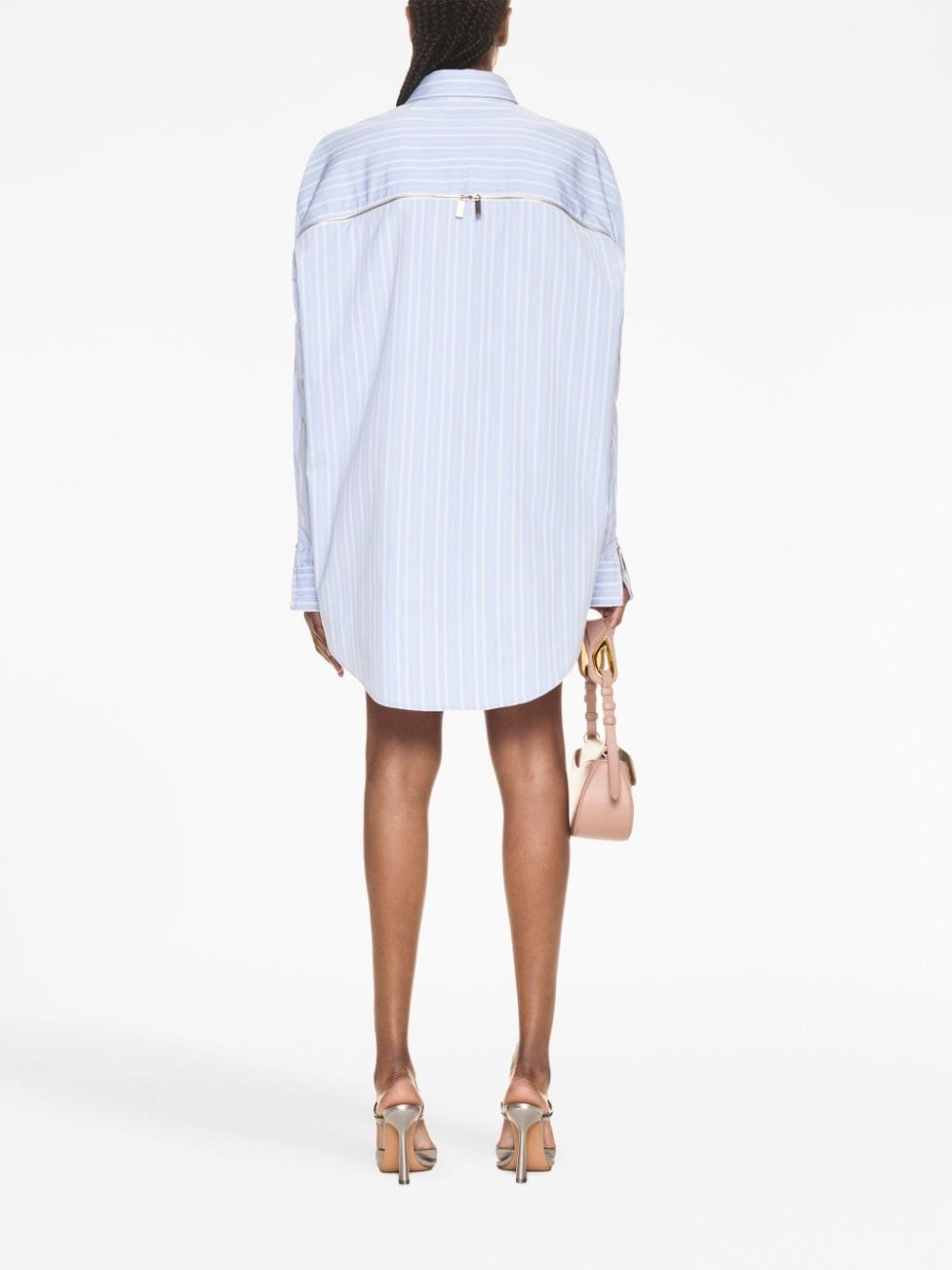 zip-detail pinstriped poplin shirt - 4