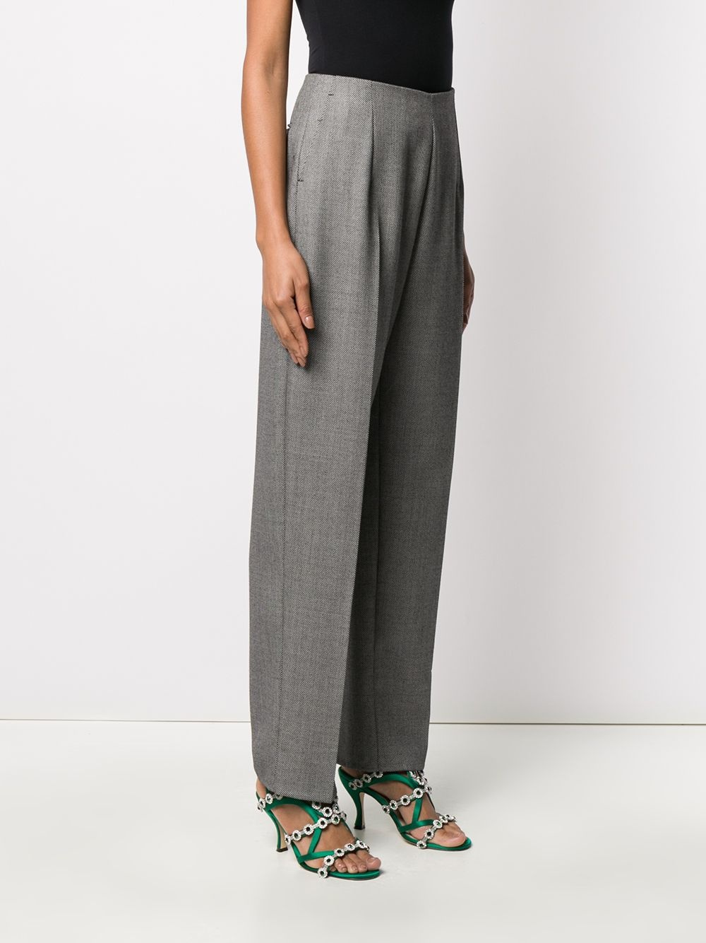 check print straight trousers - 3