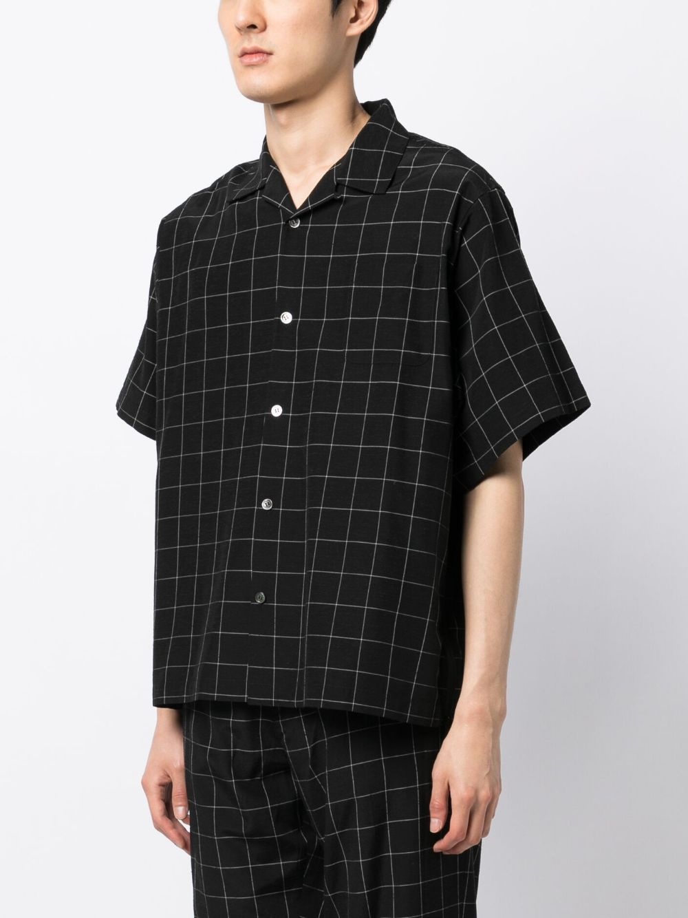 check-pattern silk-blend shirt - 3
