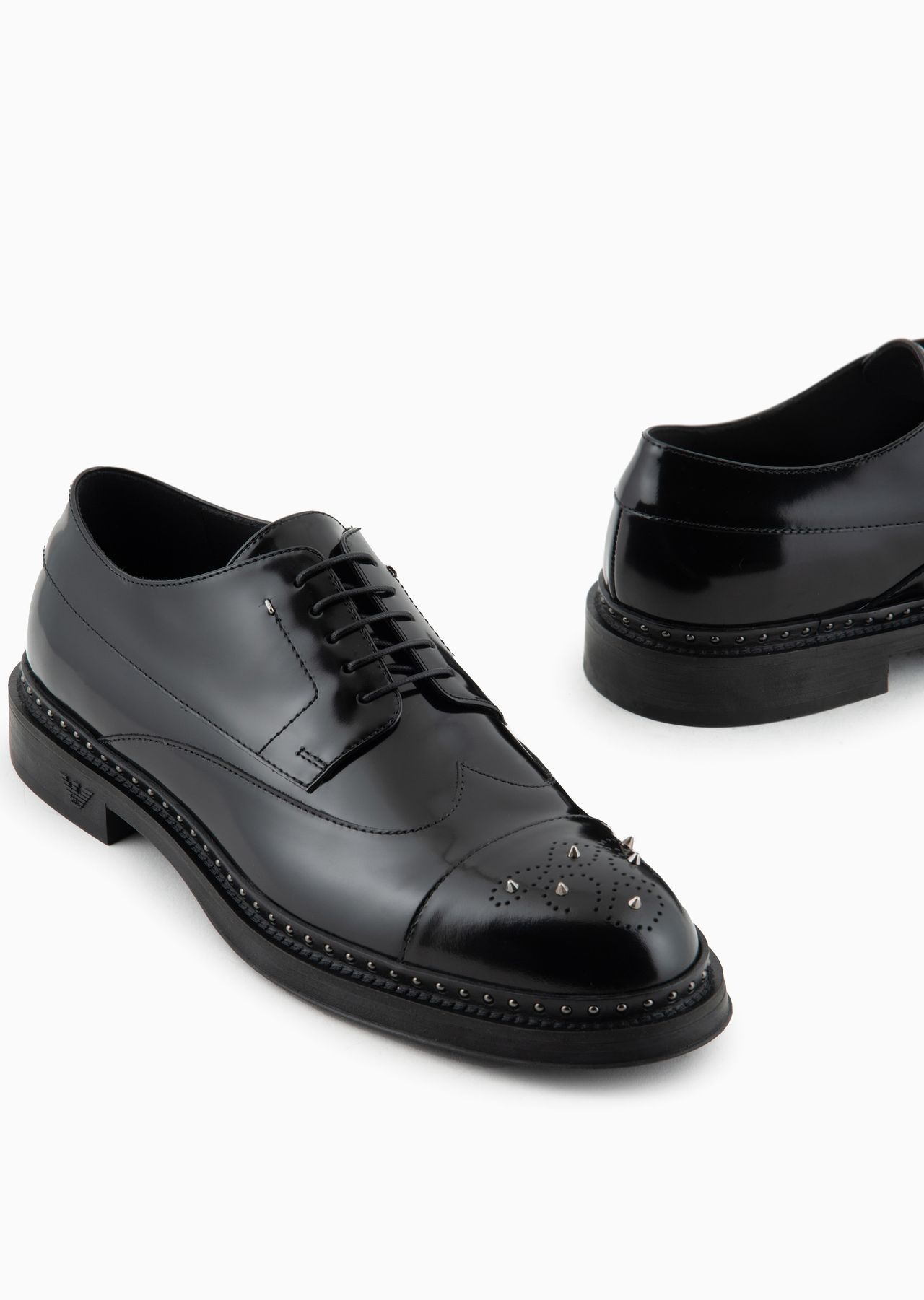 Brushed leather Derby shoes with studs - 5