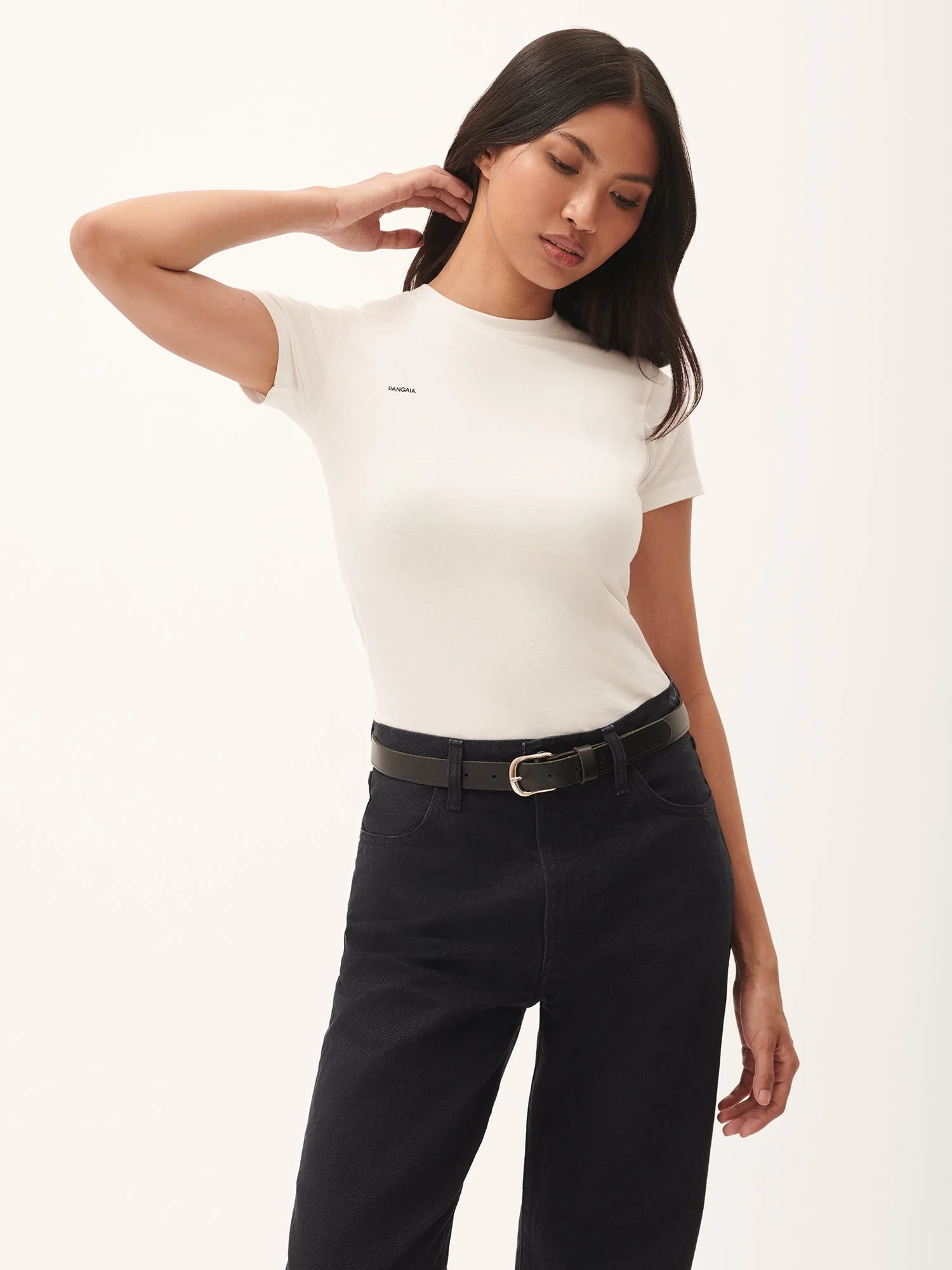 Womens 365 Cotton-Stretch T-shirt - Off-White - 1