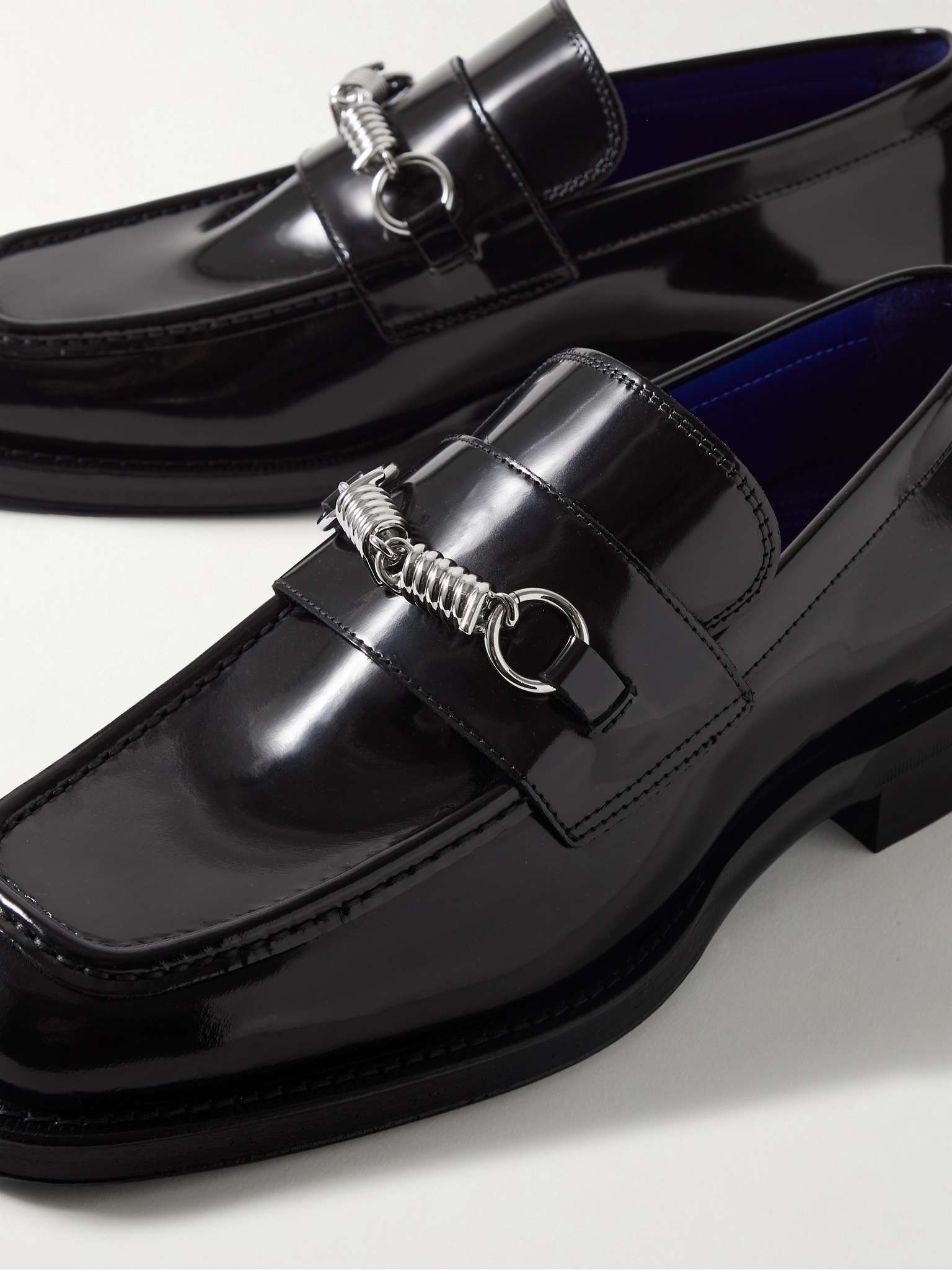 Burberry Embellished Glossed-Leather Loafers | REVERSIBLE
