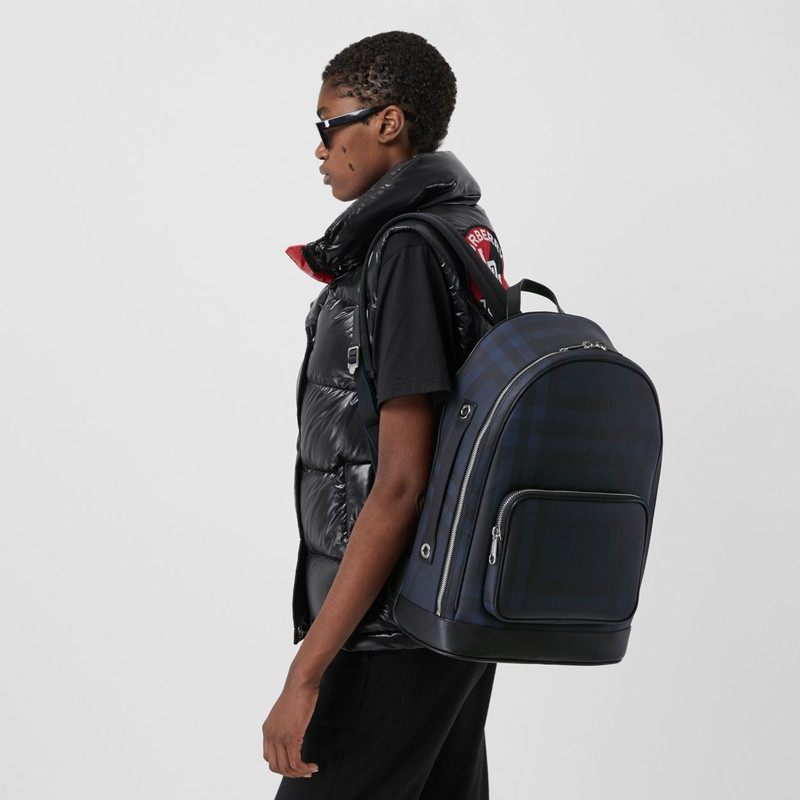 London Check and Leather Backpack 7