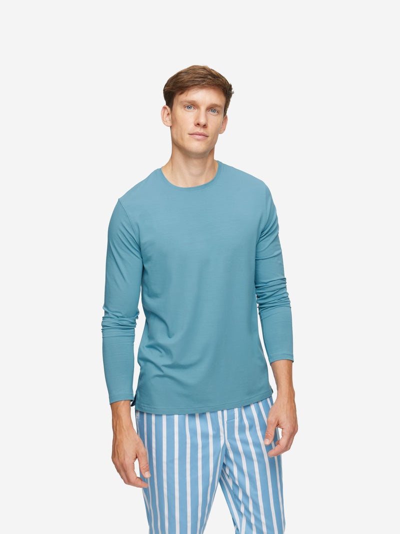 Men's Long Sleeve T-Shirt Basel Micro Modal Stretch Harbour Blue - 2
