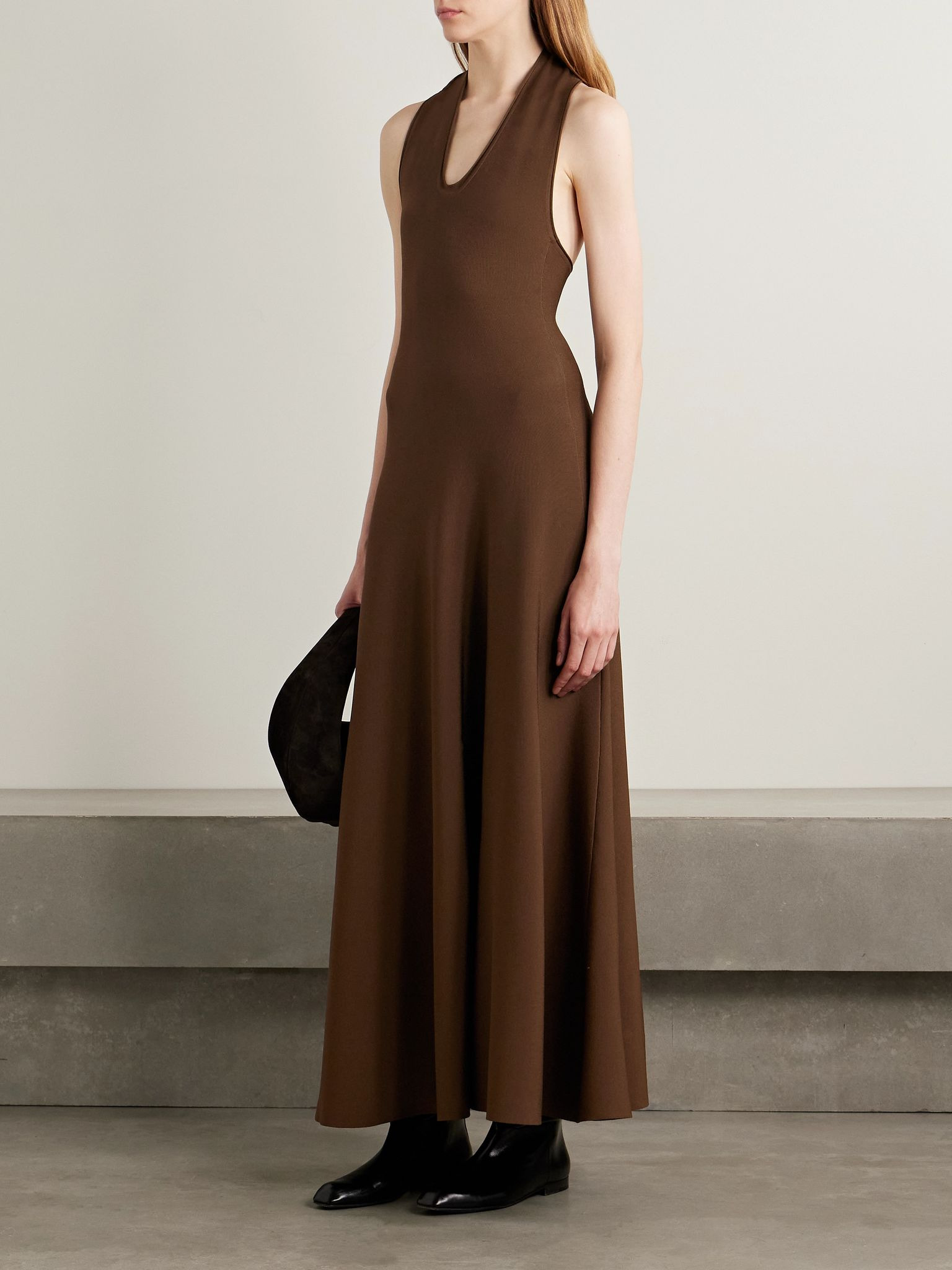 Melina stretch-knit halterneck maxi dress Dark brown - 2