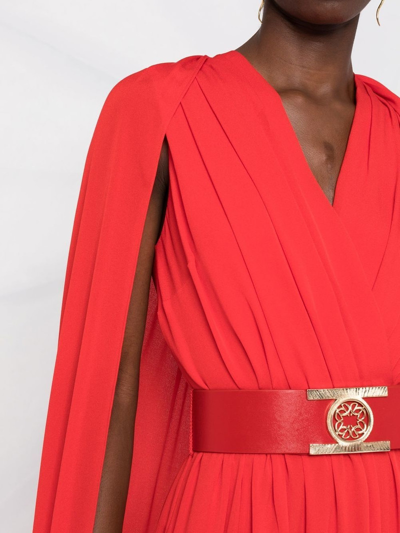 belted cape-effect silk gown 5