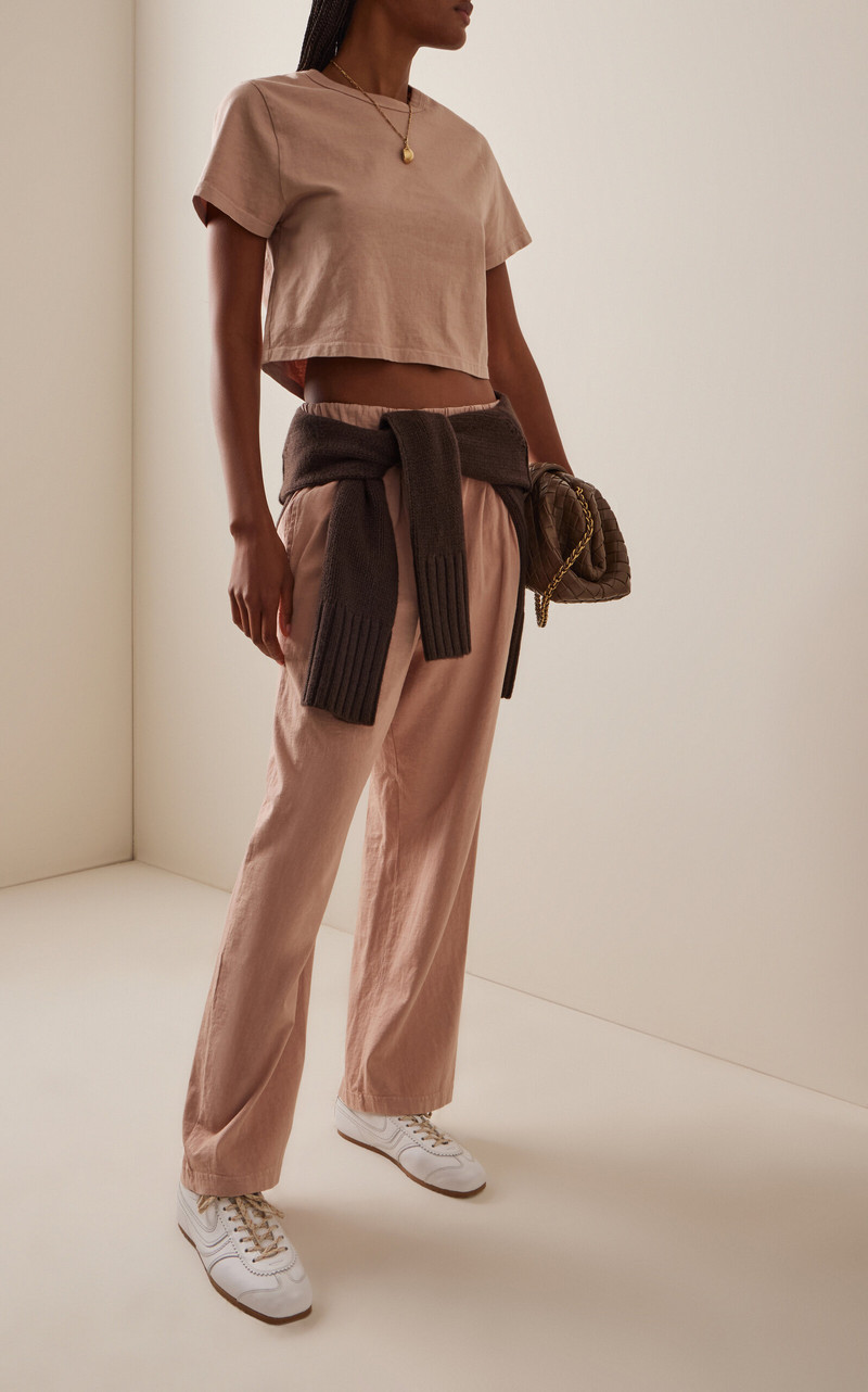 LES TIEN Penny Pleated Cotton Pants pink outlook