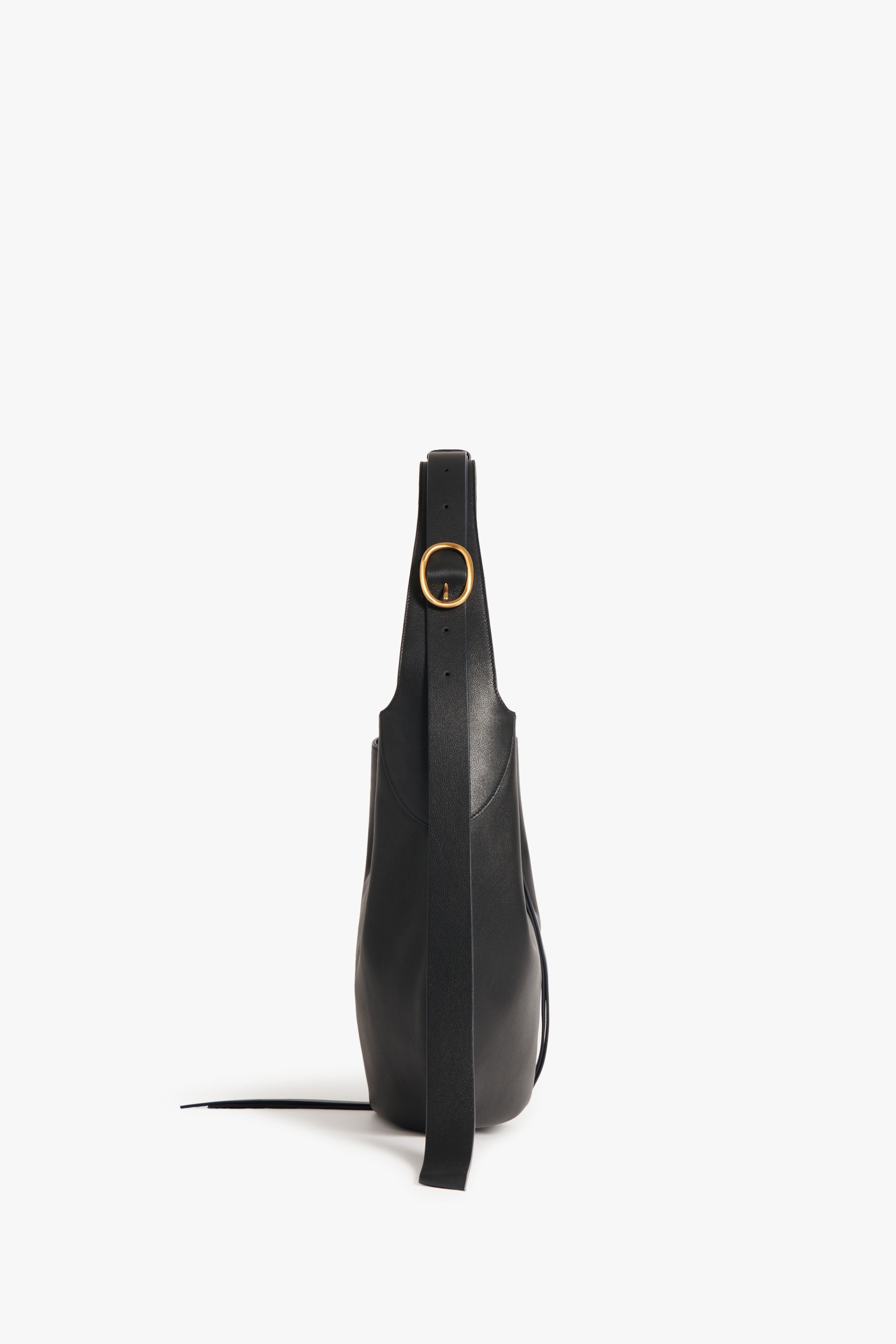 Large Half Moon Bag In Black Leather - 3