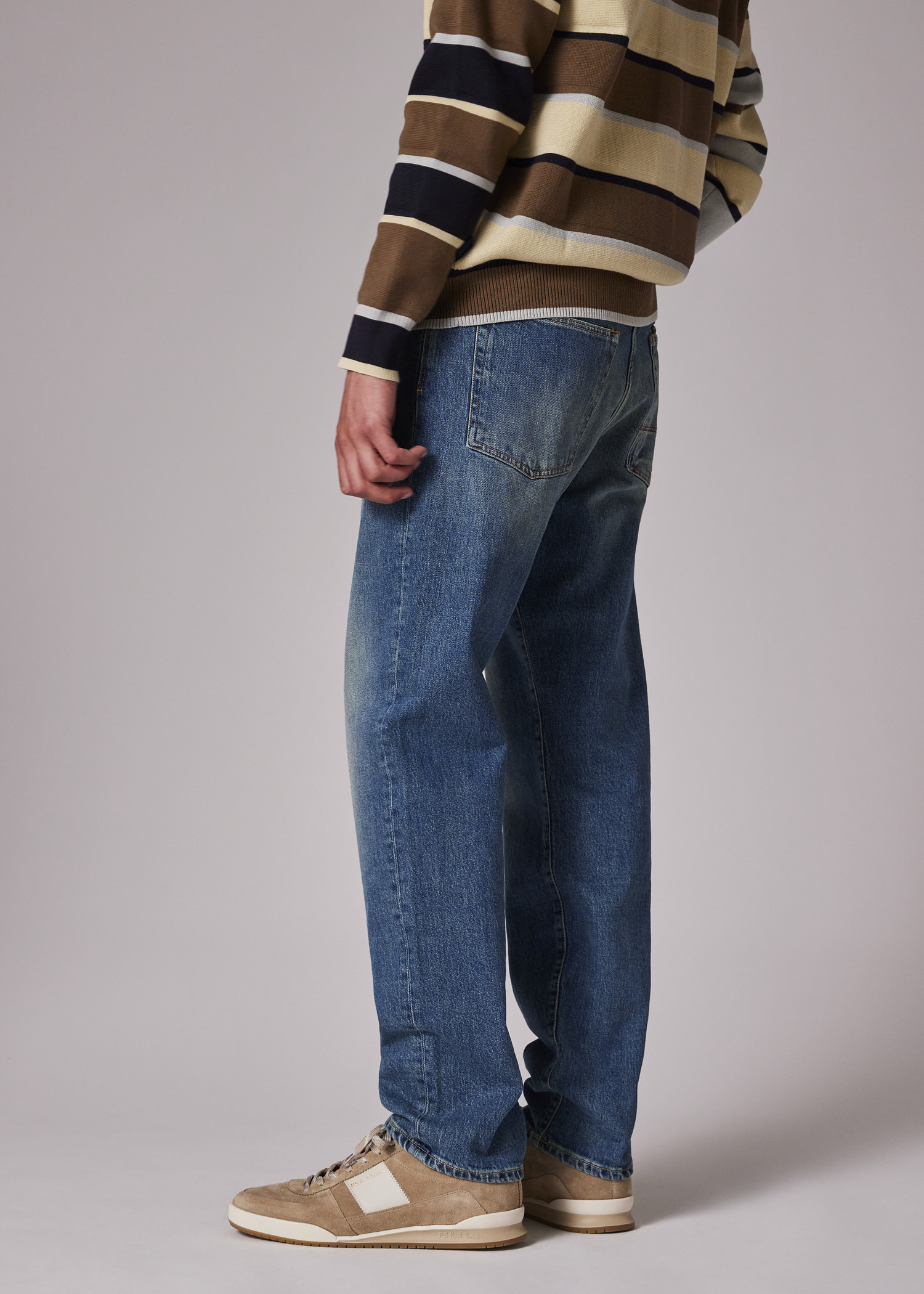 Relaxed Tapered-Fit Antique-Wash Organic Vintage Stretch Jeans - 6
