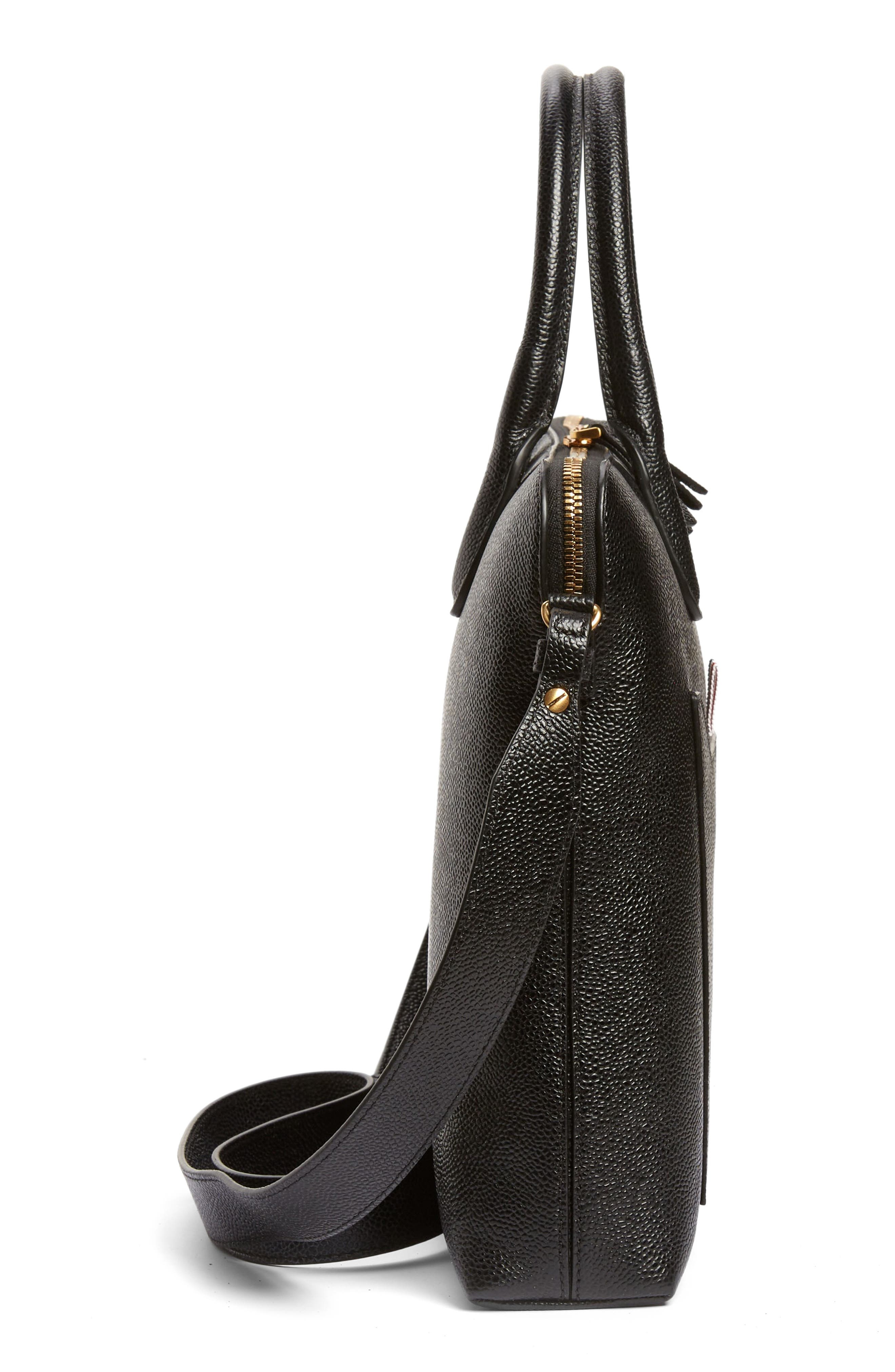 Thom Browne Slim Pebbled Leather Briefcase in Black at Nordstrom - 4