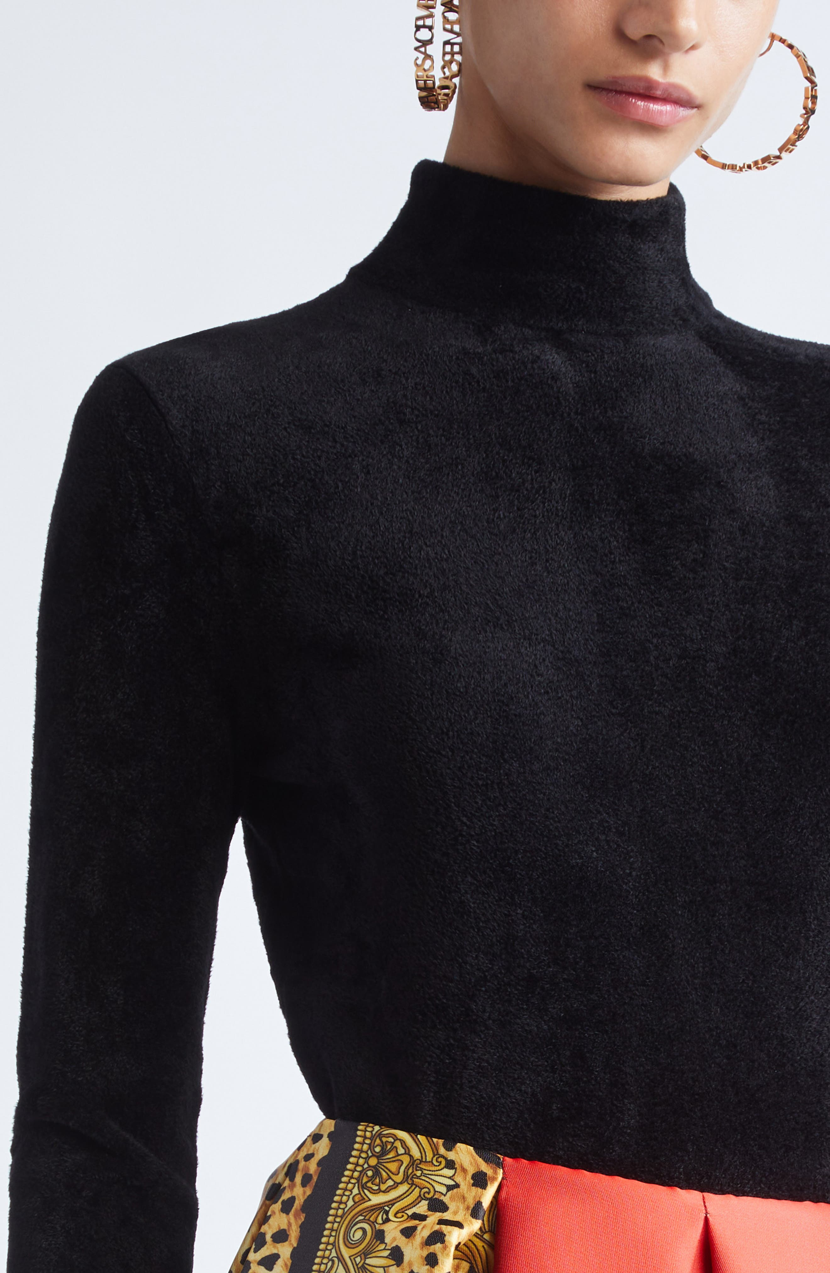 Versace Compact Chenille Sweater in Black at Nordstrom - 5