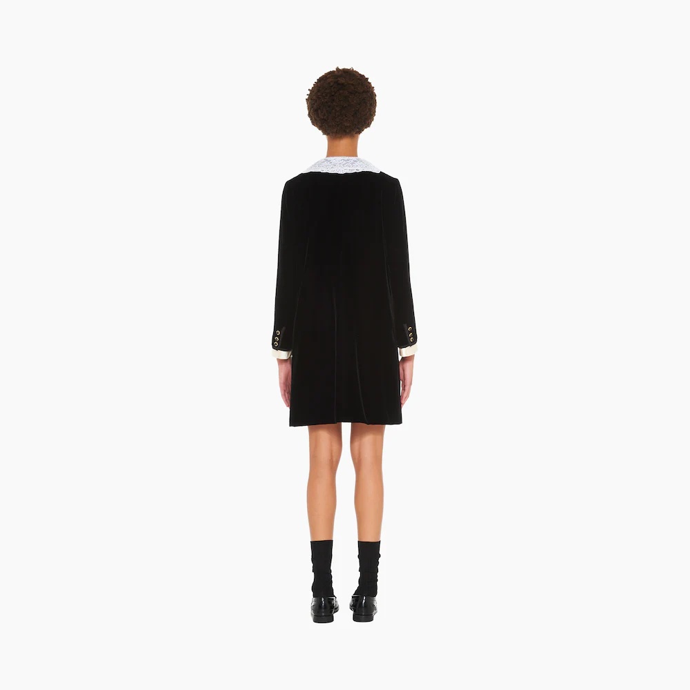 Single-breasted velvet coat - 4