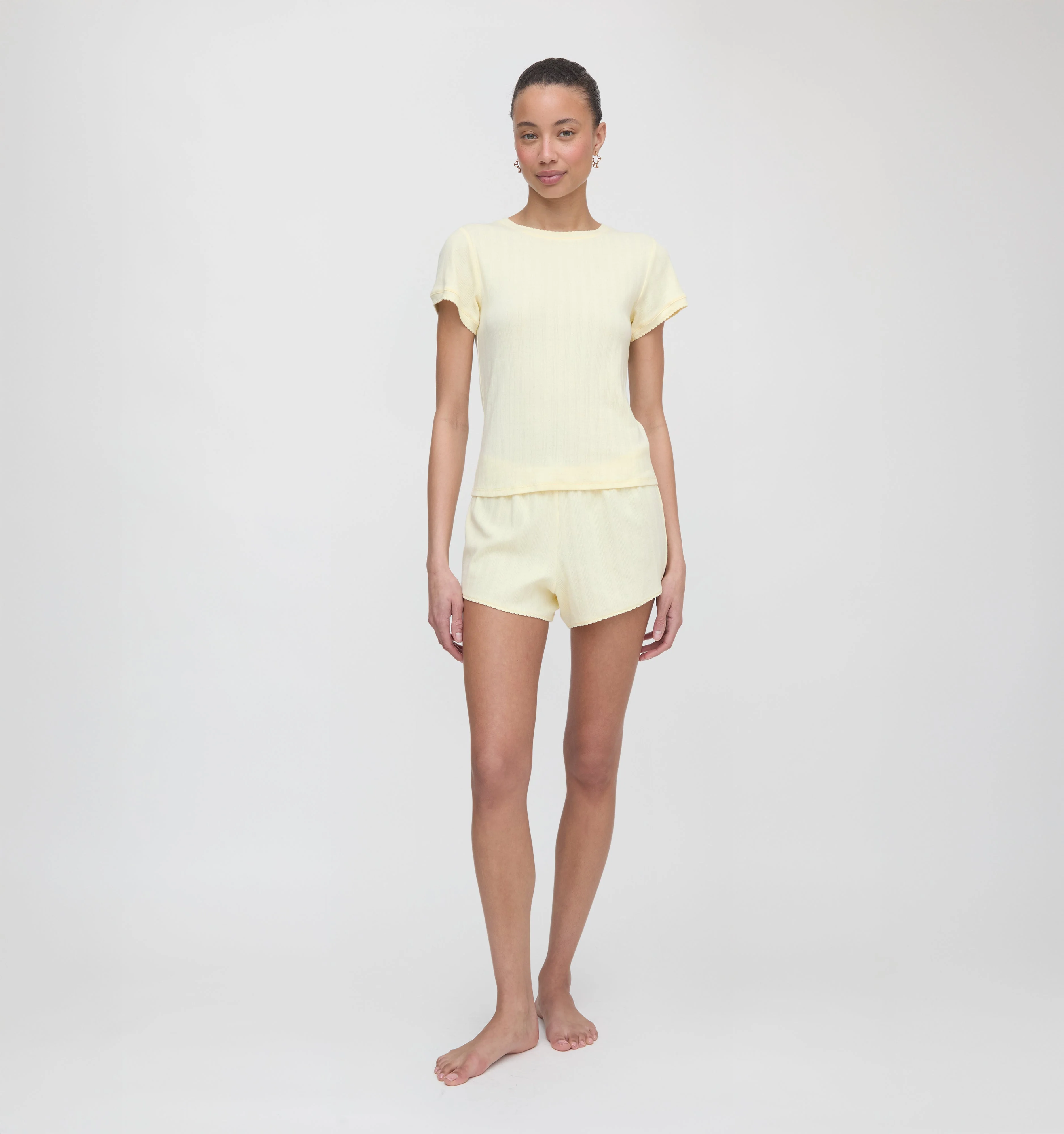The Coco Pointelle PJ Set - Butter Yellow Pointelle - 1