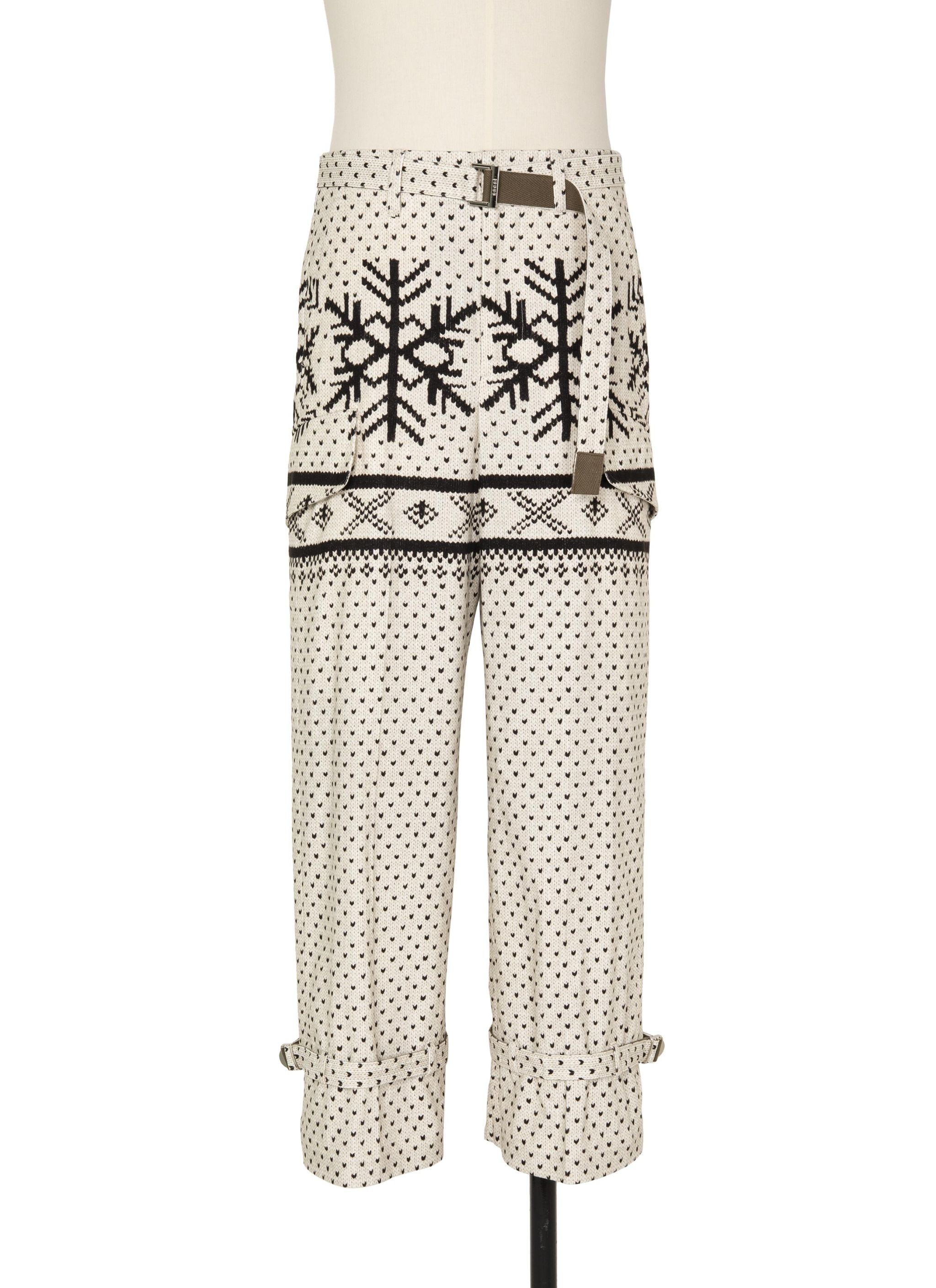 Pattern Knit Print Pants - 1