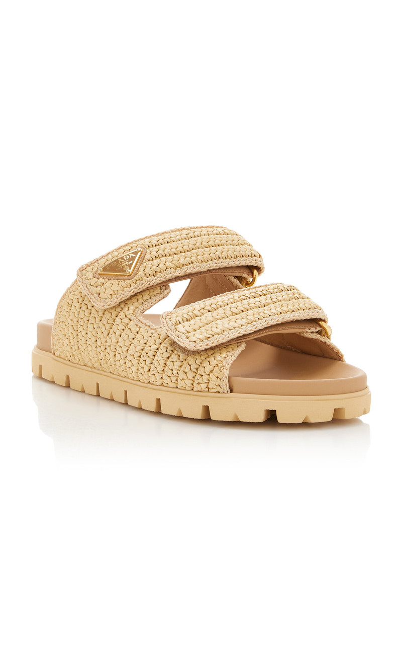 Woven Raffia Sandals tan 4