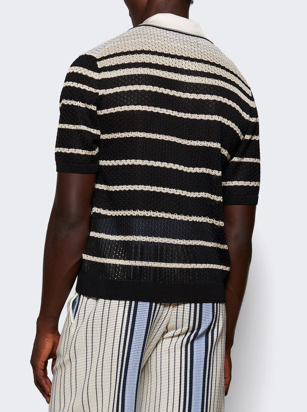 Striped Button Down Shirt Black - 4