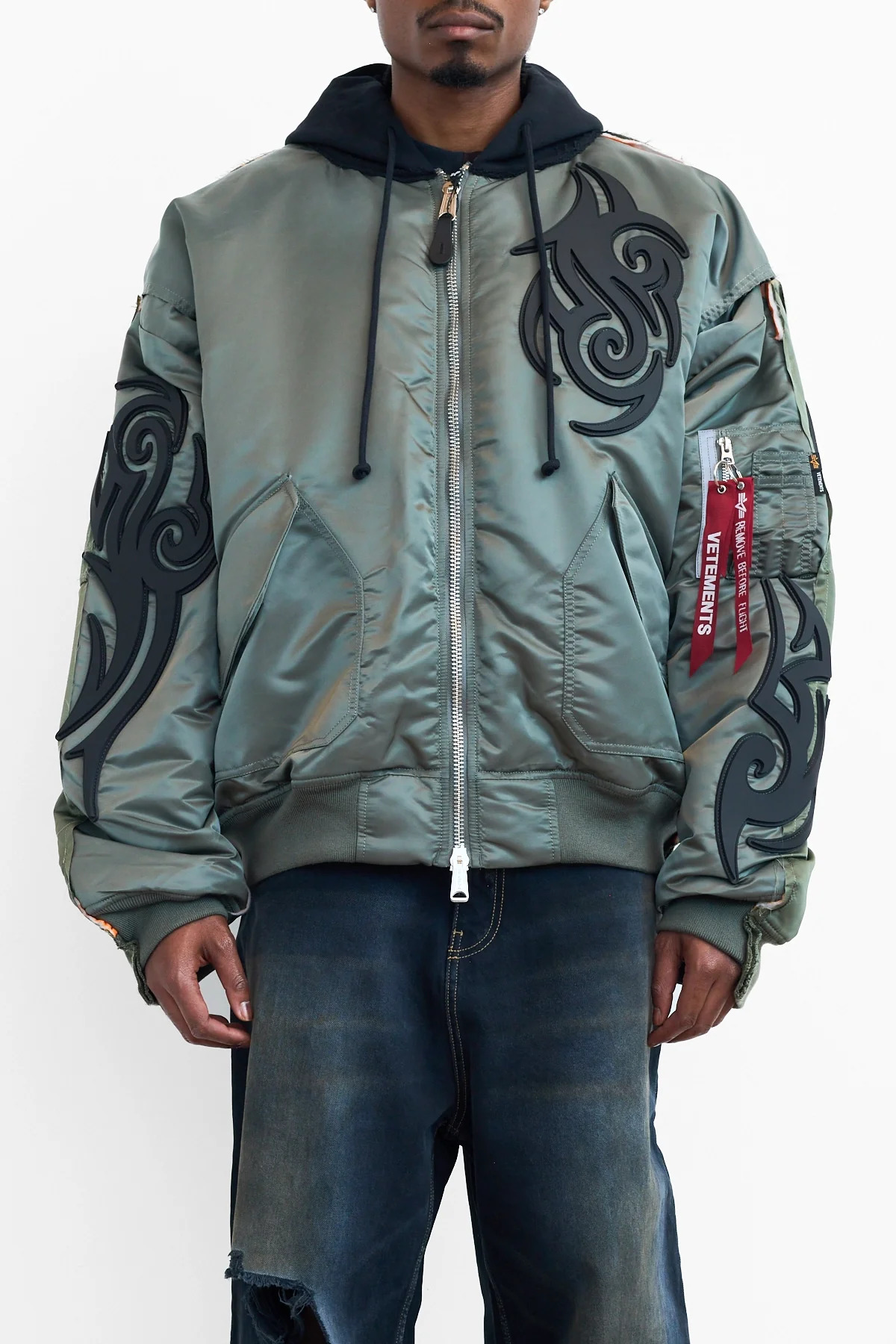 Vetements Tribal Reworked Bomber Jacket Green/Black - 5