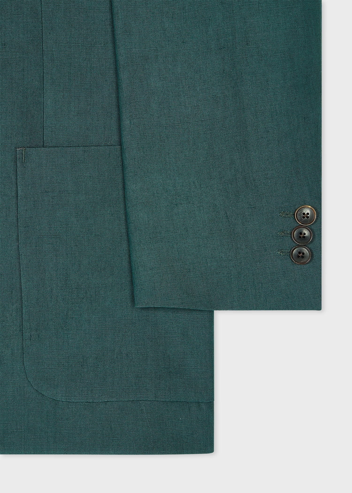 Dark Green Linen Double Breasted Blazer - 5