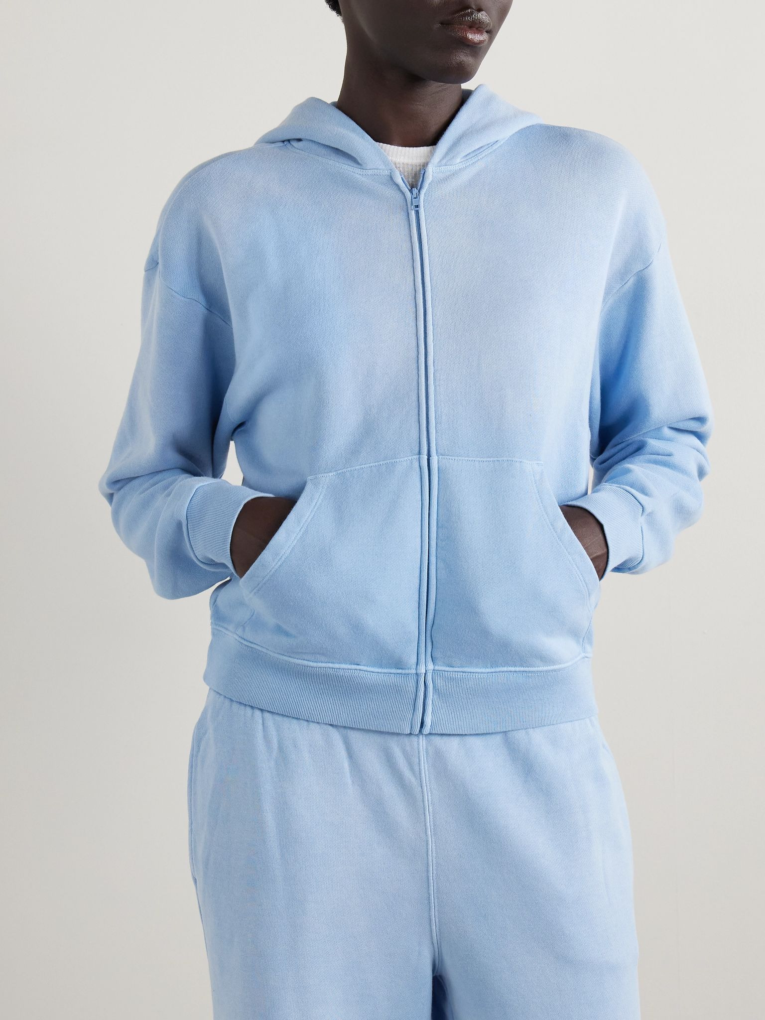 French Terry Zip Up Hoodie - Blue Bell Sky blue - 2