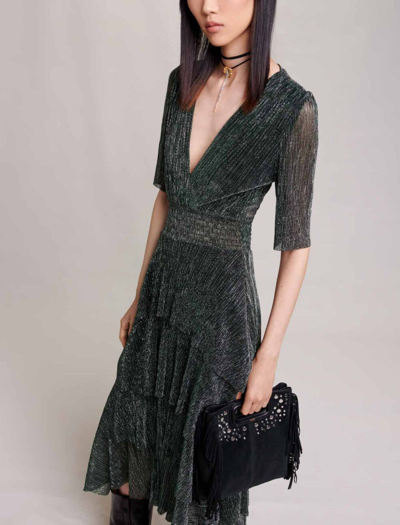 Metallic fiber dress with ruffles 7