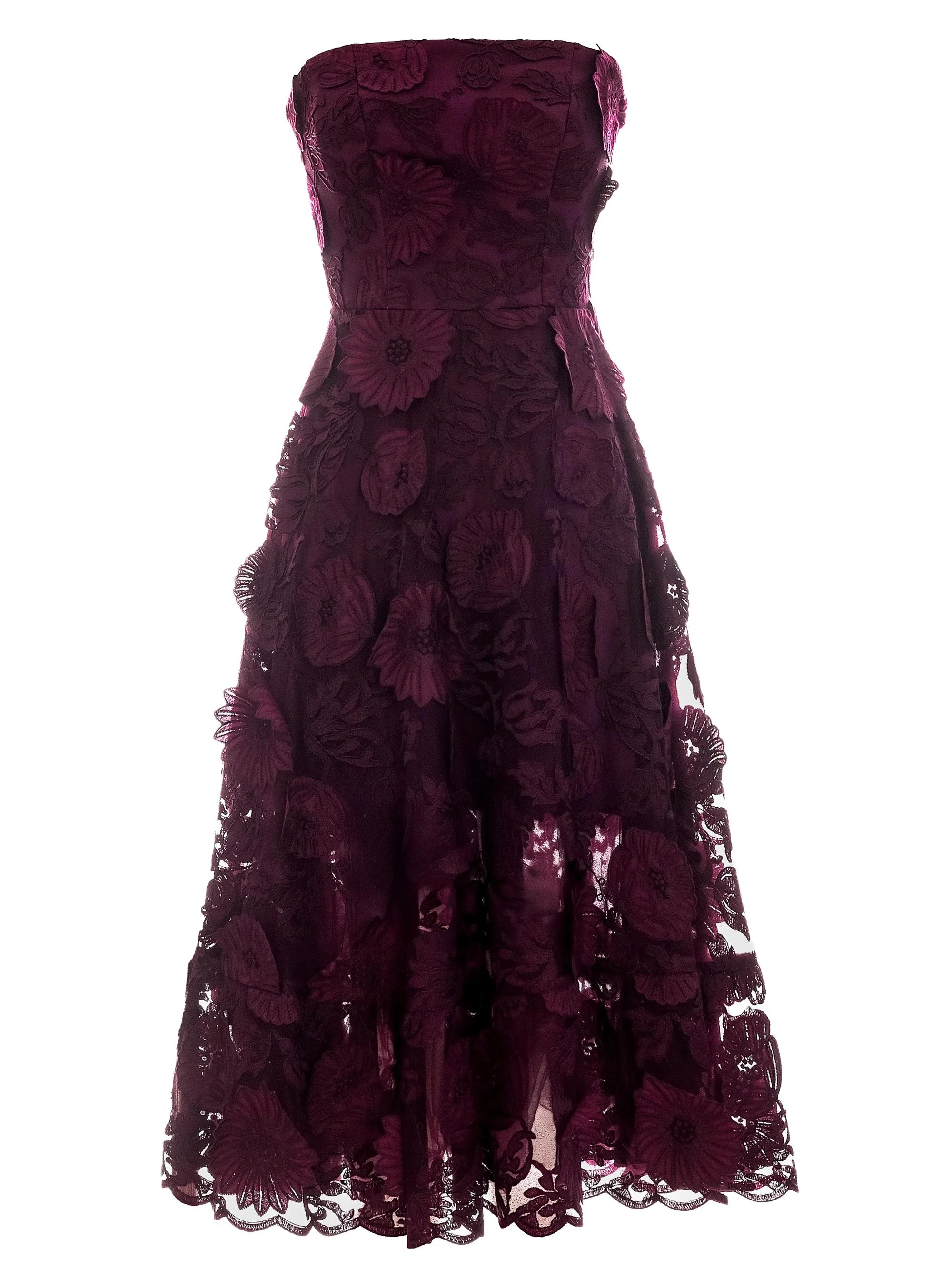 Women's Kailyn Strapless Lace Cocktail Dress - Dark Cherry - 1