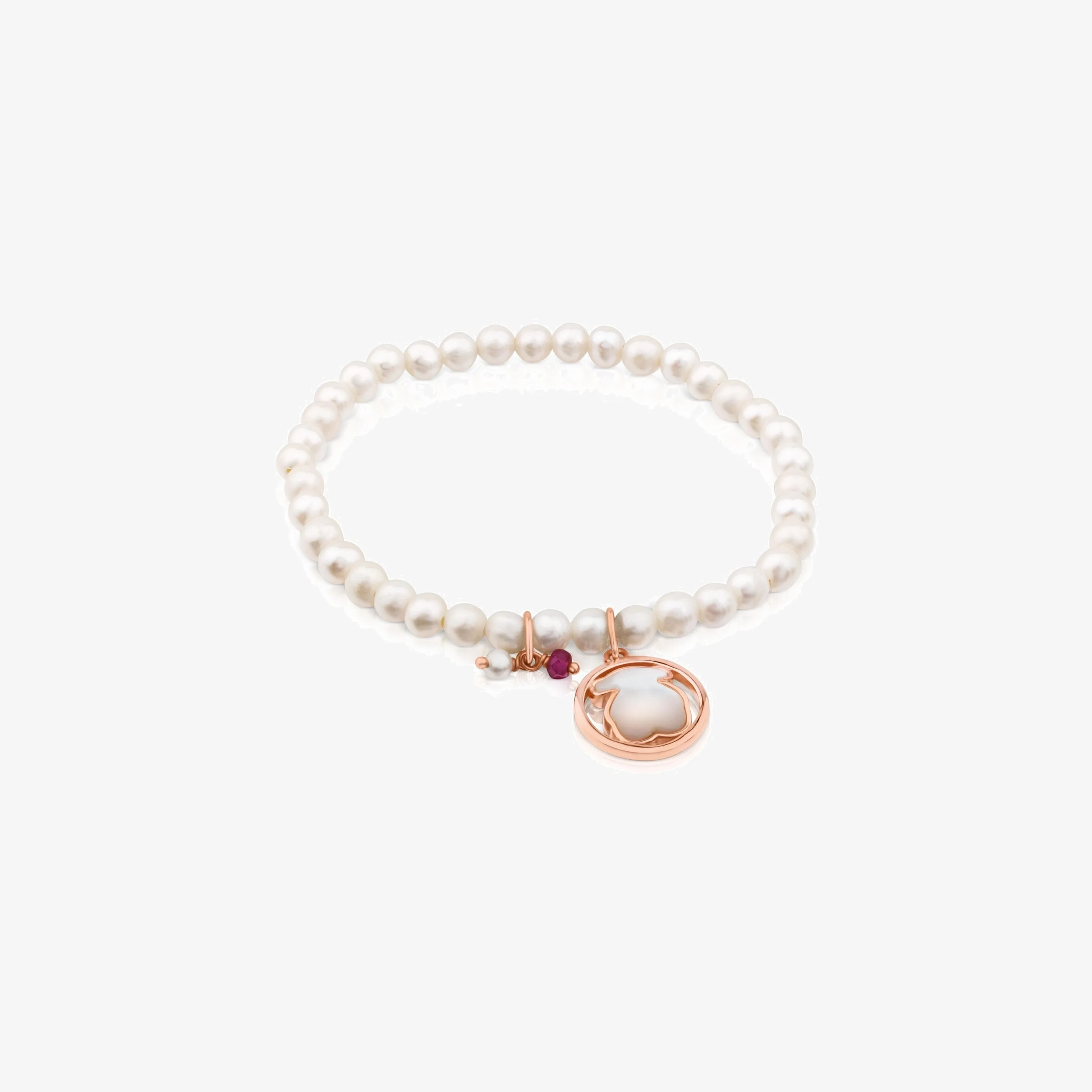 Rose 18K gold vermeil Camille Bracelet with Pearls, Mother-of-Pearl and Ruby - 1