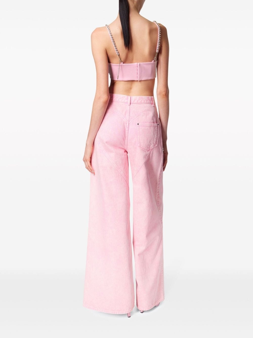 crystal-embellished high-rise wide-leg jeans - 5