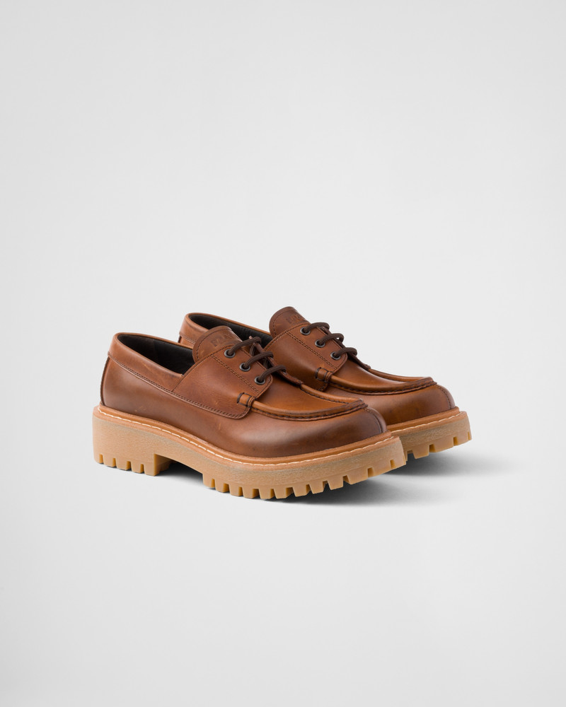 Laced leather loafers - 1