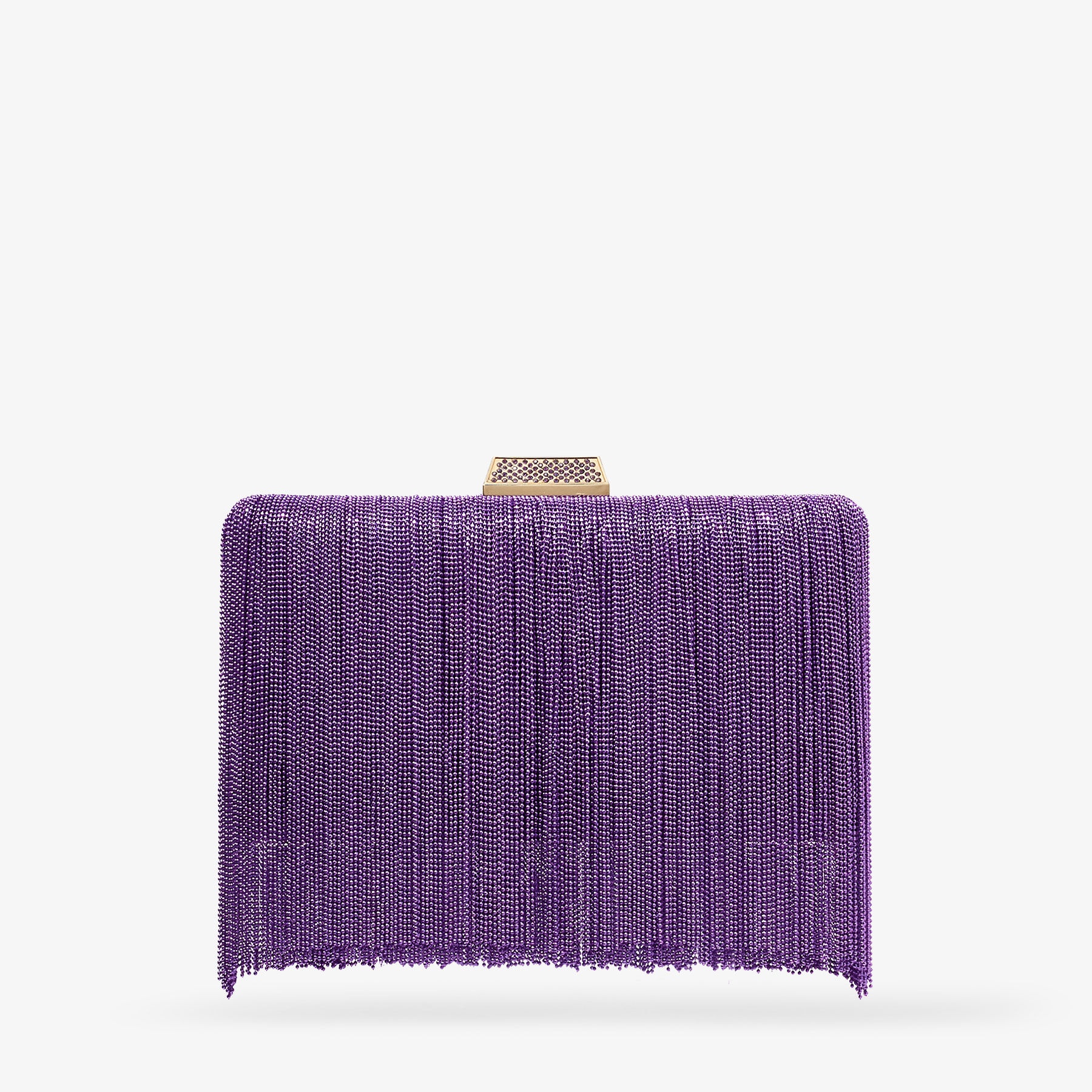 Clemmie
Cassis Satin Clutch Bag with Chain Fringe - 6