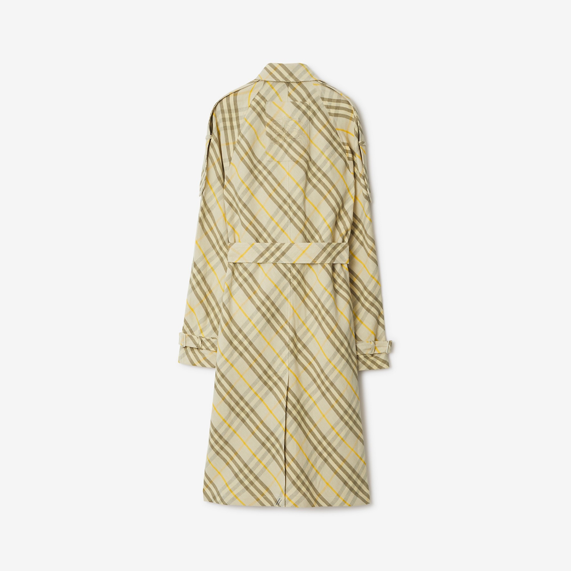 Long Check Linen Trench Coat - 5