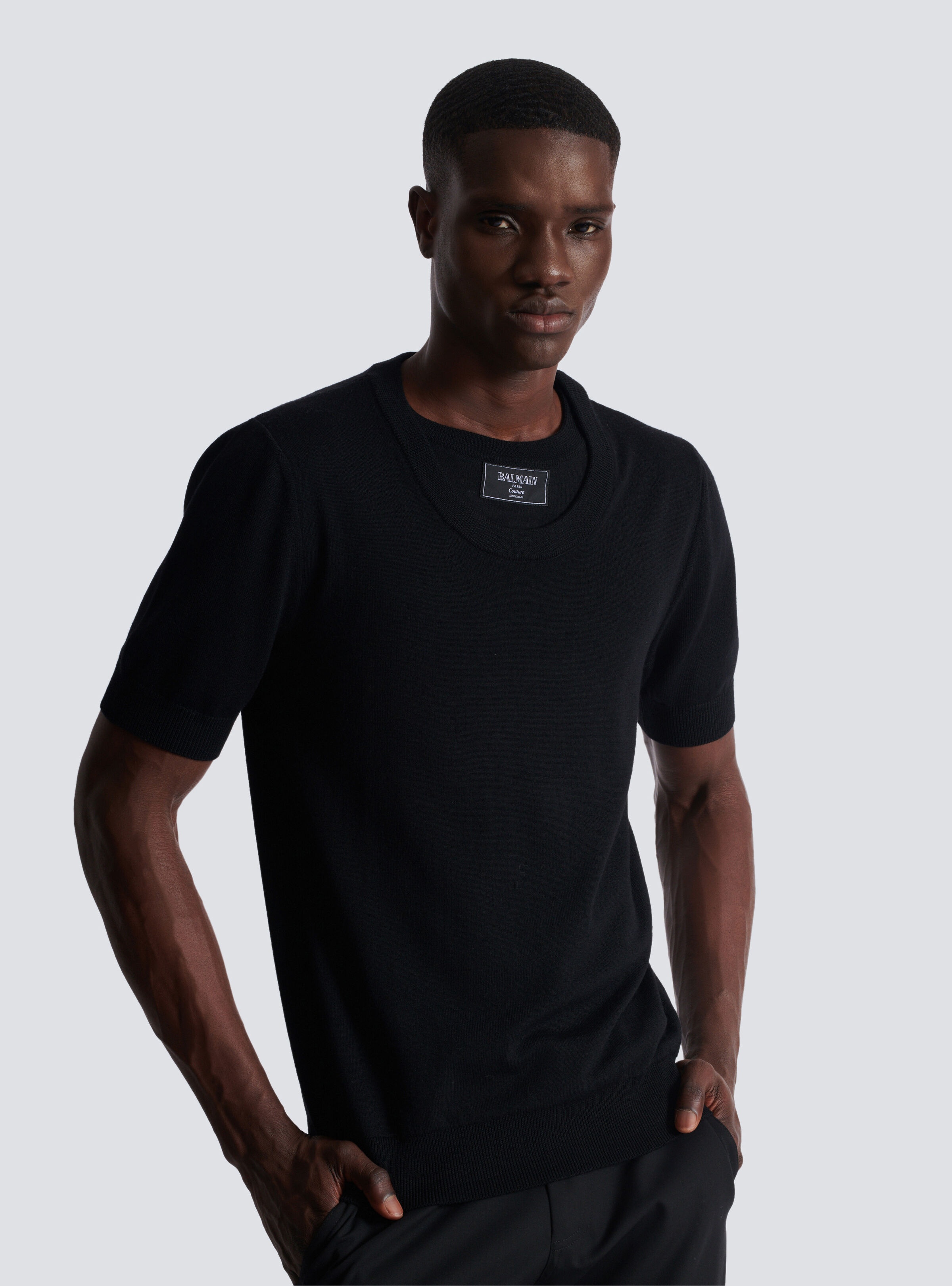 Knit T-shirt with two collars - 6