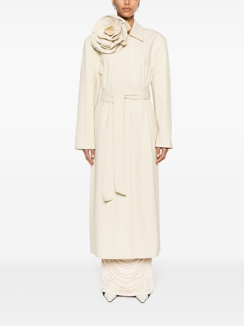 MAGDA BUTRYM floral-appliquÃ© belted trench coat outlook