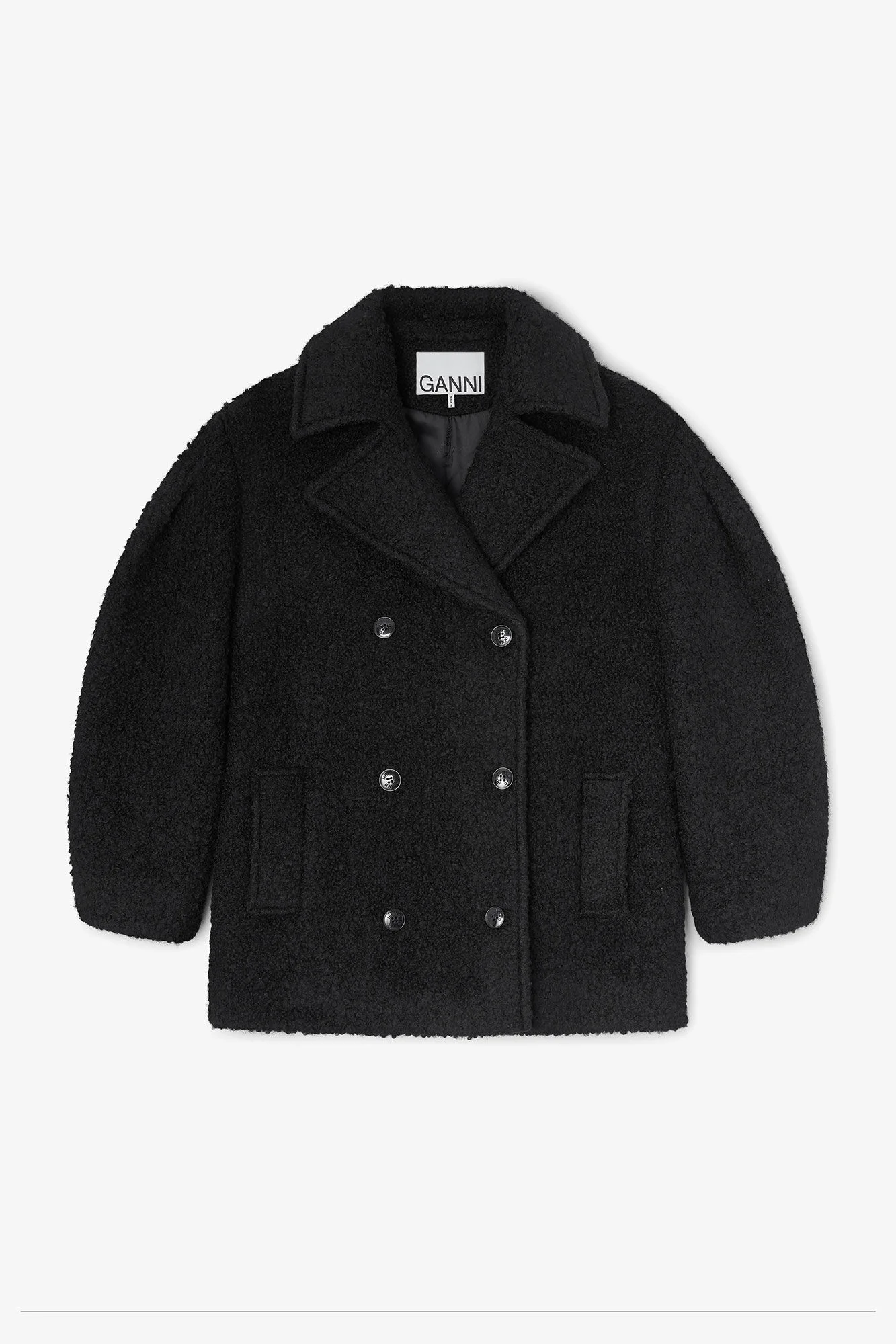 BLACK BOUCLE MIDI COAT - 1