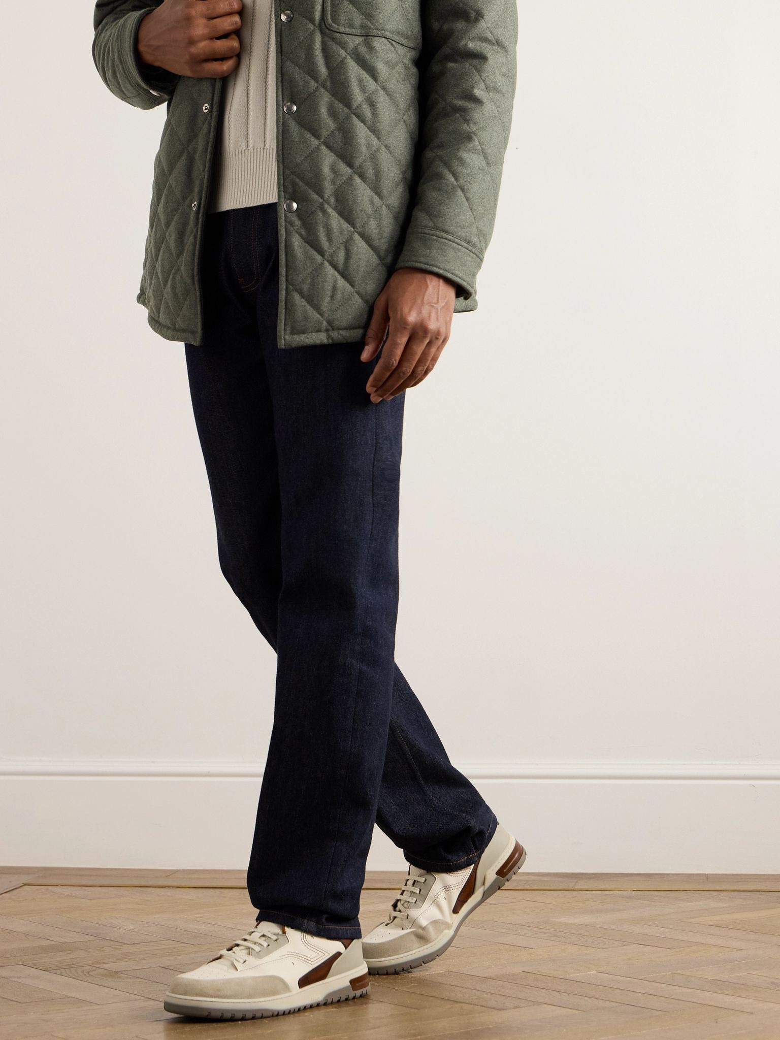 Playoff Suede-Trimmed Leather Sneakers Off-white - 2