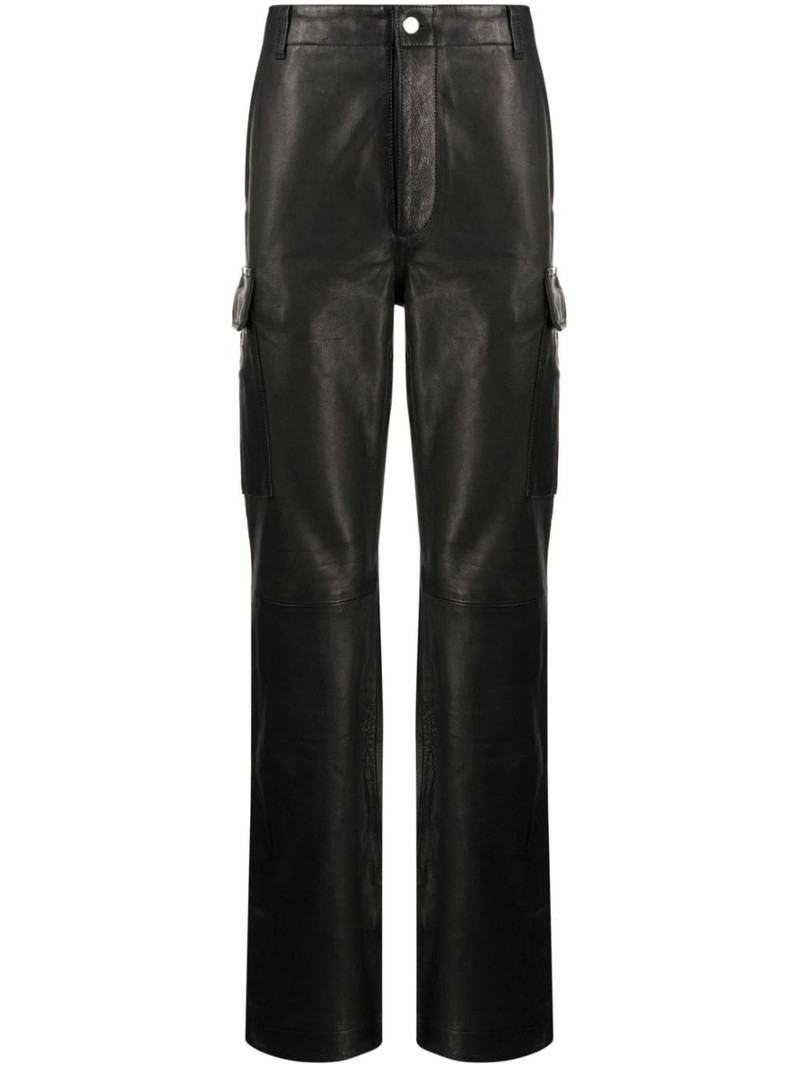 logo-plaque polished-finish trousers 1