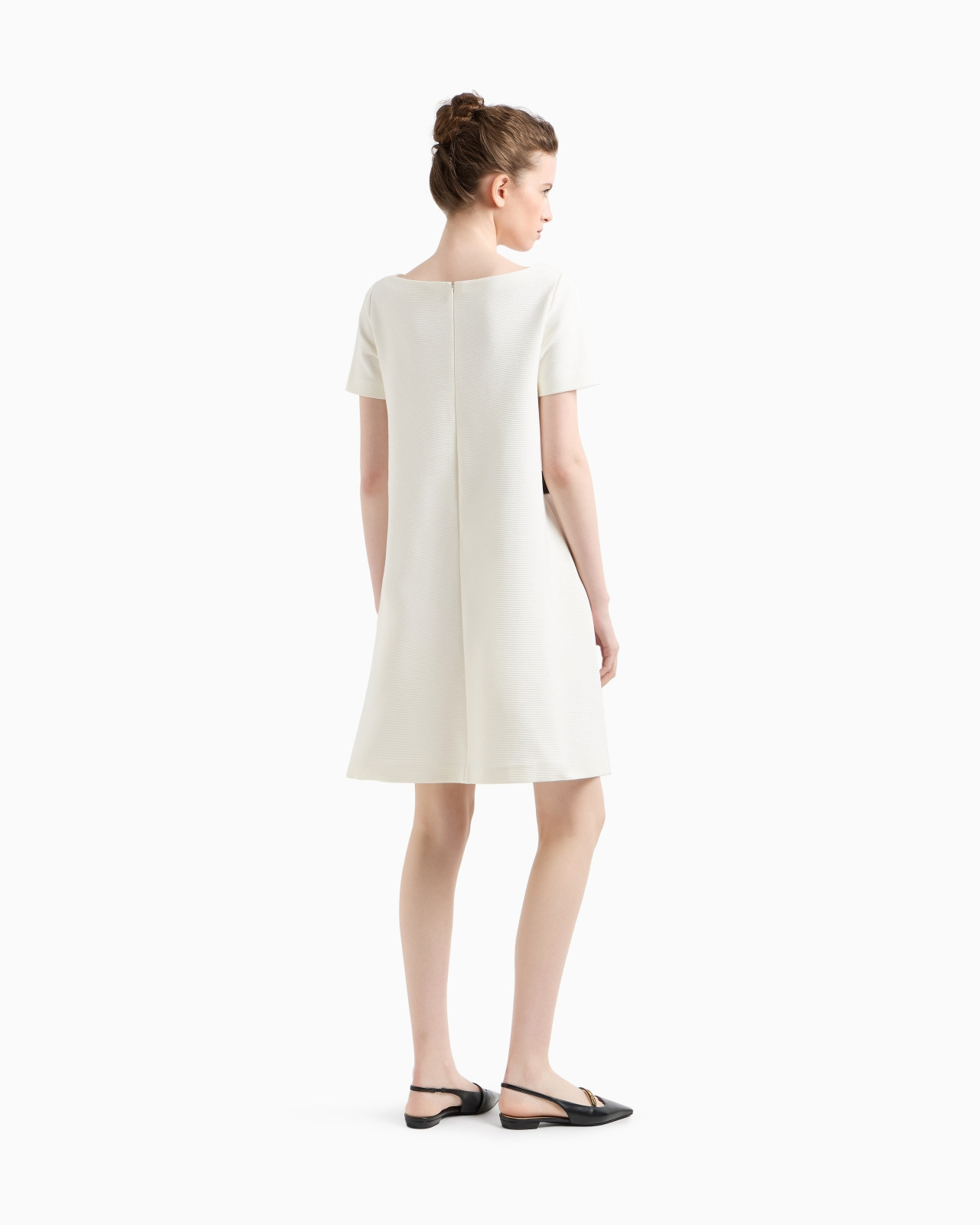 OTTOMAN JERSEY DRESS WITH BOAT NECK AND BELT - 3