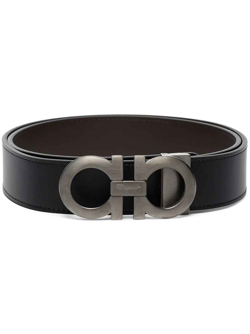 logo-buckle leather belt 1