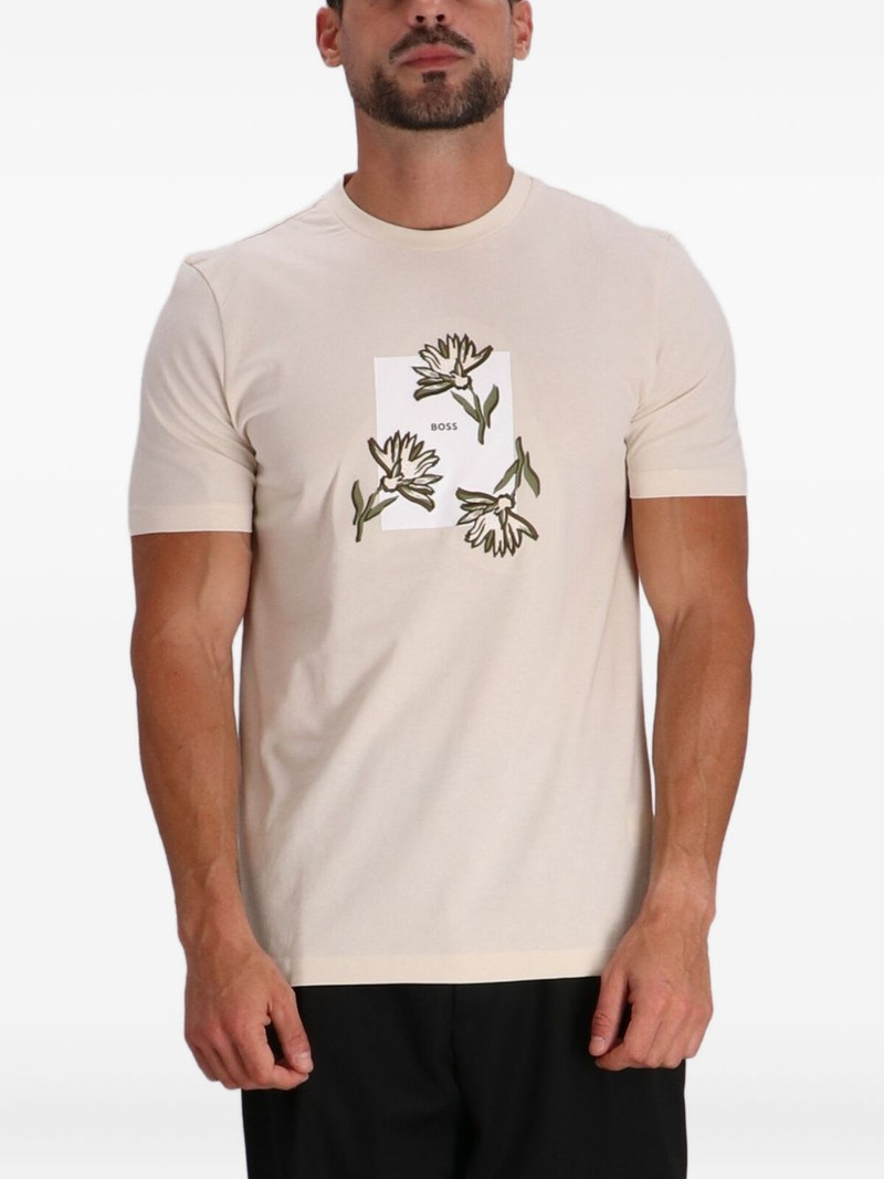 BOSS floral-artwork T-shirt outlook