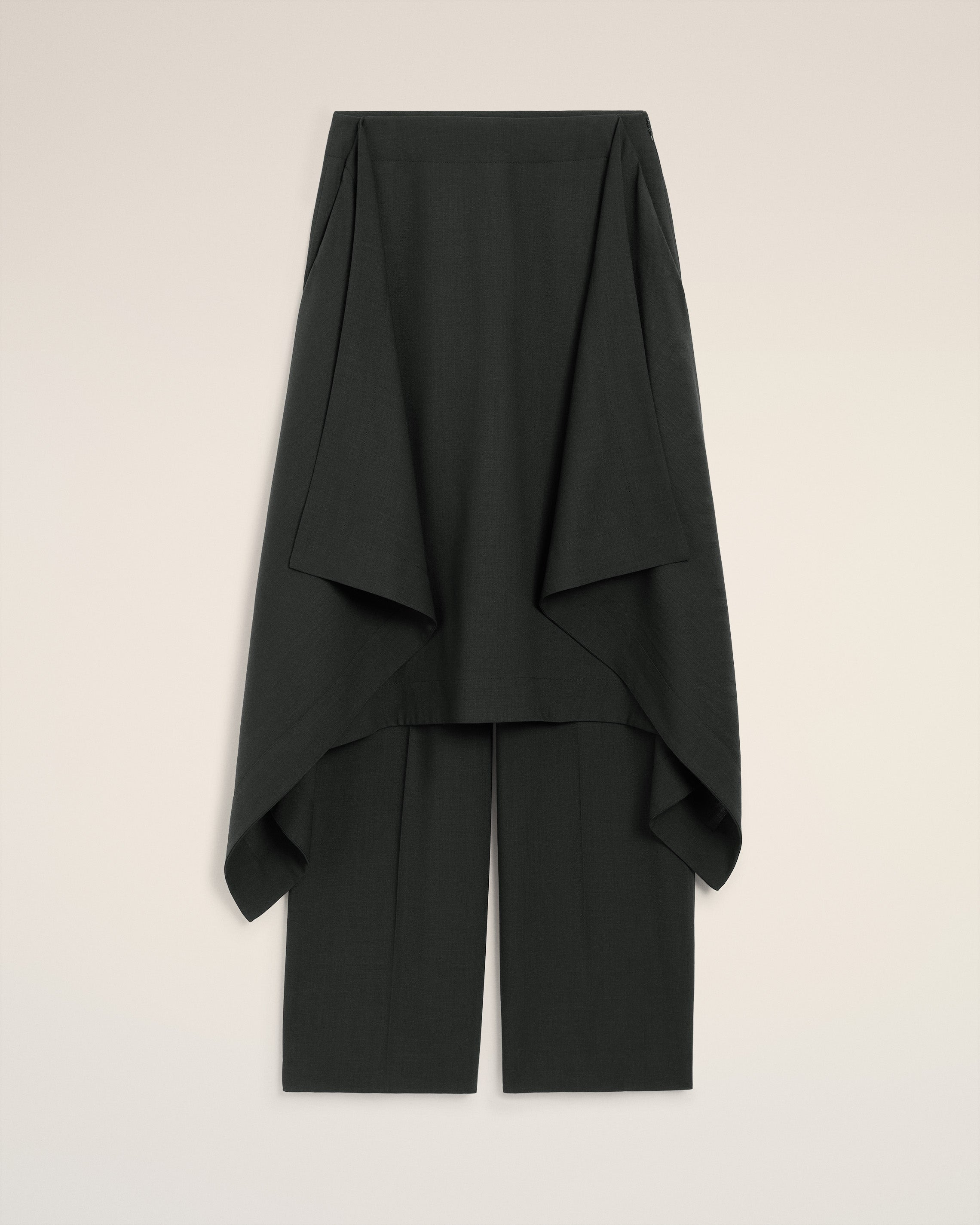 BLACK WOOL SKIRT TROUSERS - 2