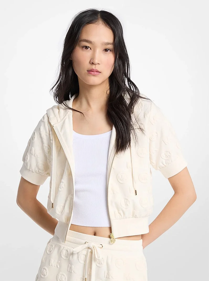 Logo Jacquard Terry Short-Sleeve Jacket - 1