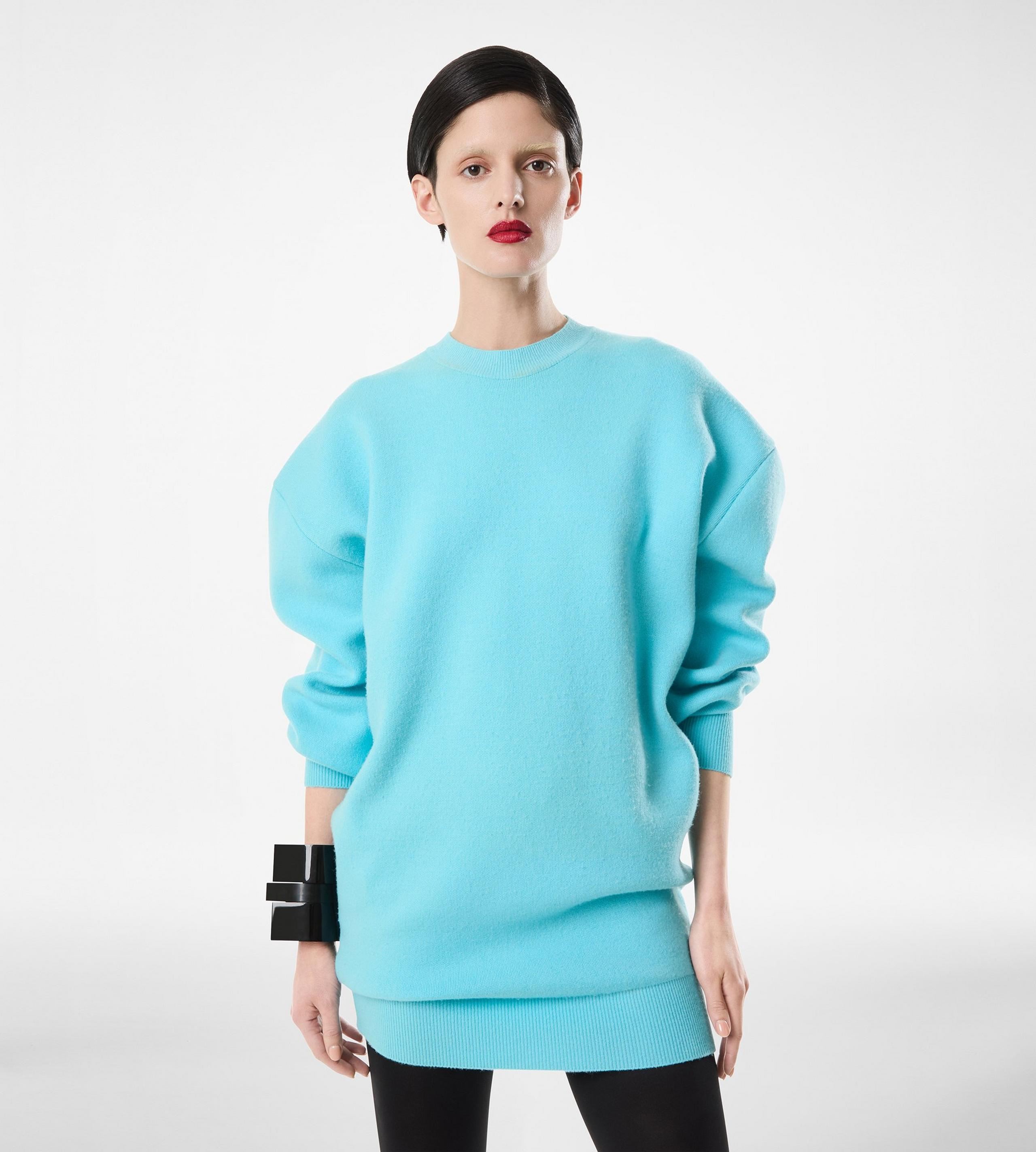 SCULPTURAL WOOL CASHMERE SWEATSHIRT MINI DRESS - 2