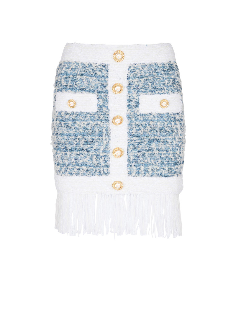 Fringed denim tweed skirt - 1