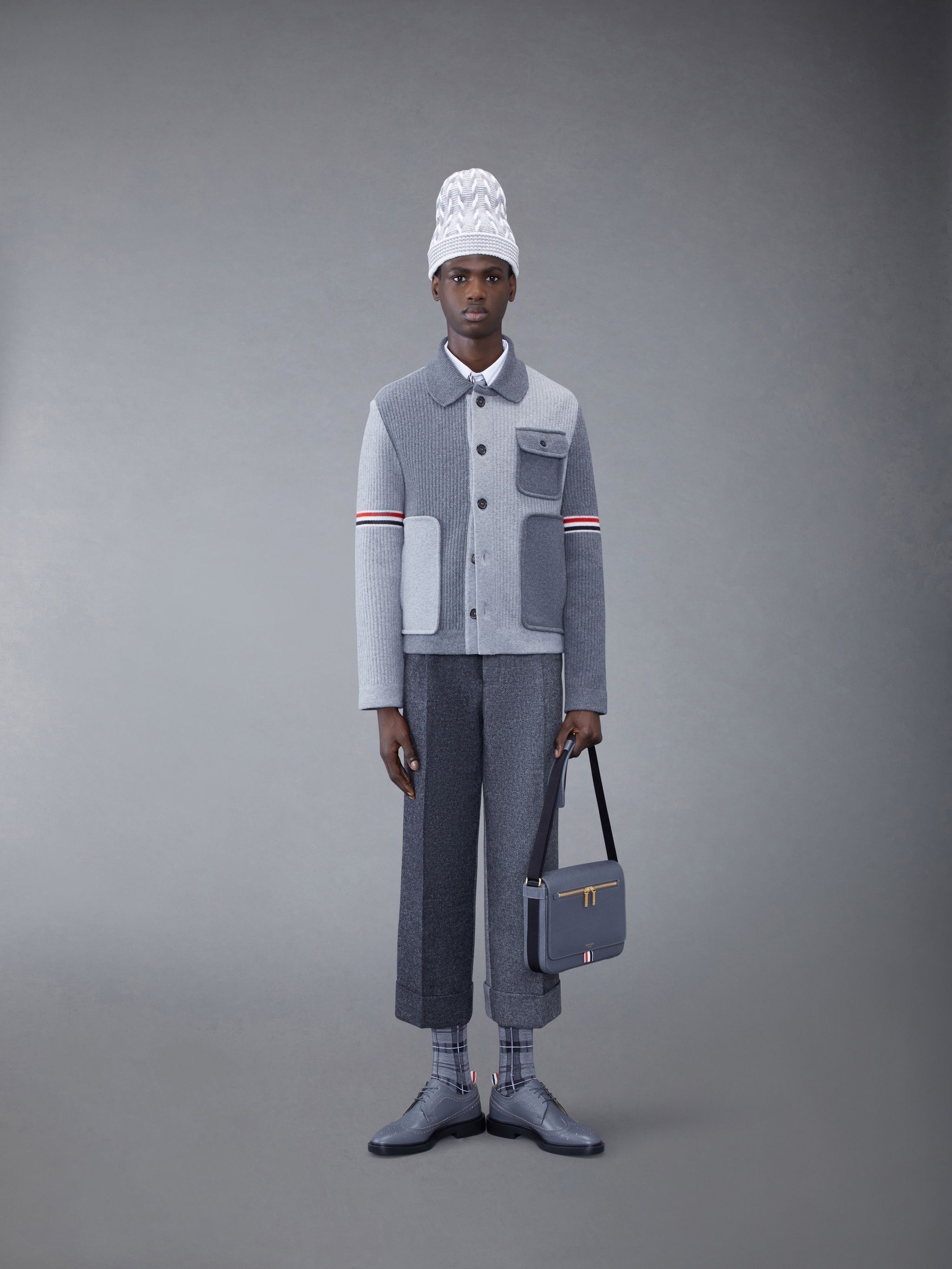 Thom Browne Fun-Mix Boiled Wool Stripe Workman's Jacket
