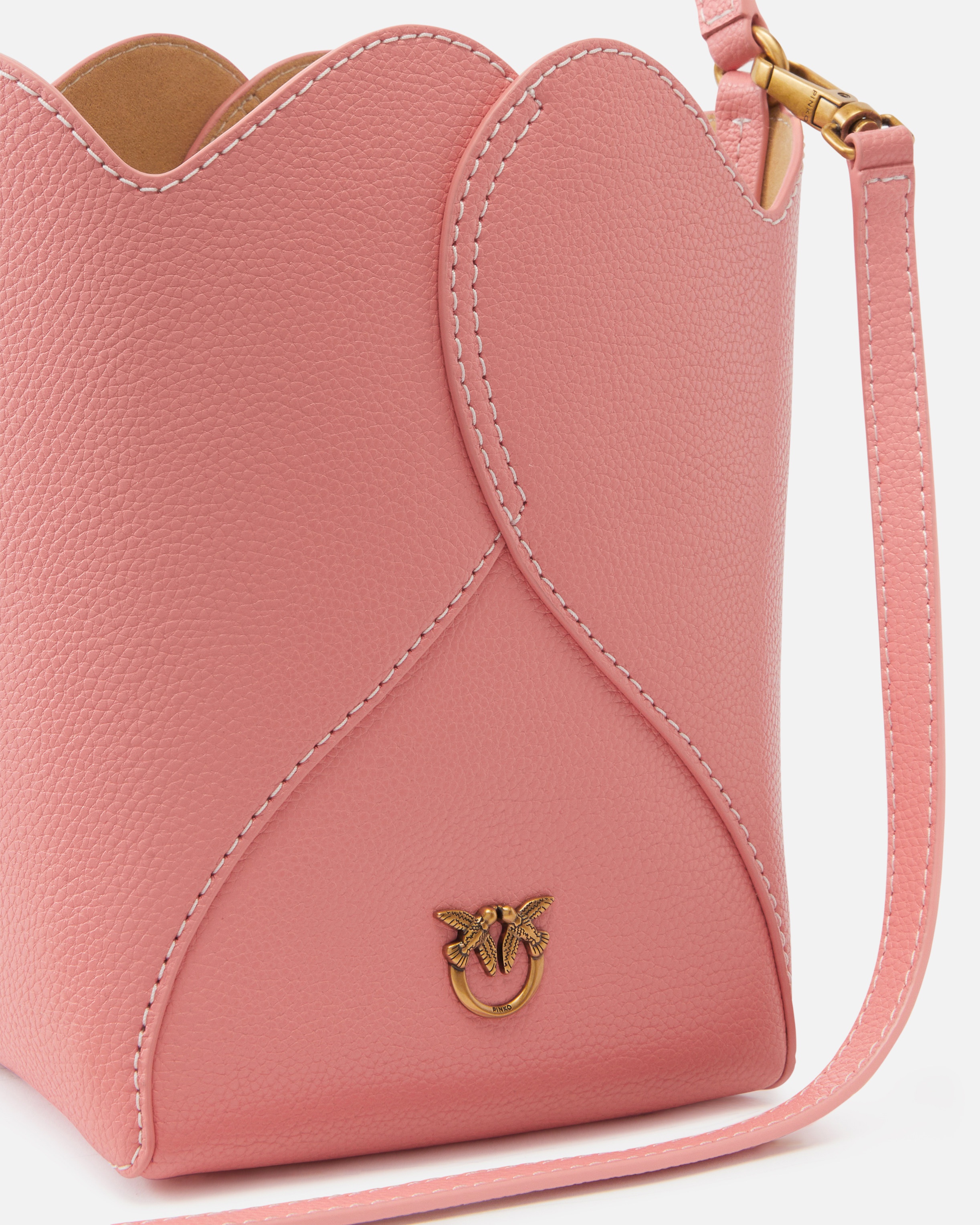 HEART MINI LEATHER BUCKET BAG WITH SHOULDER STRAP - 3