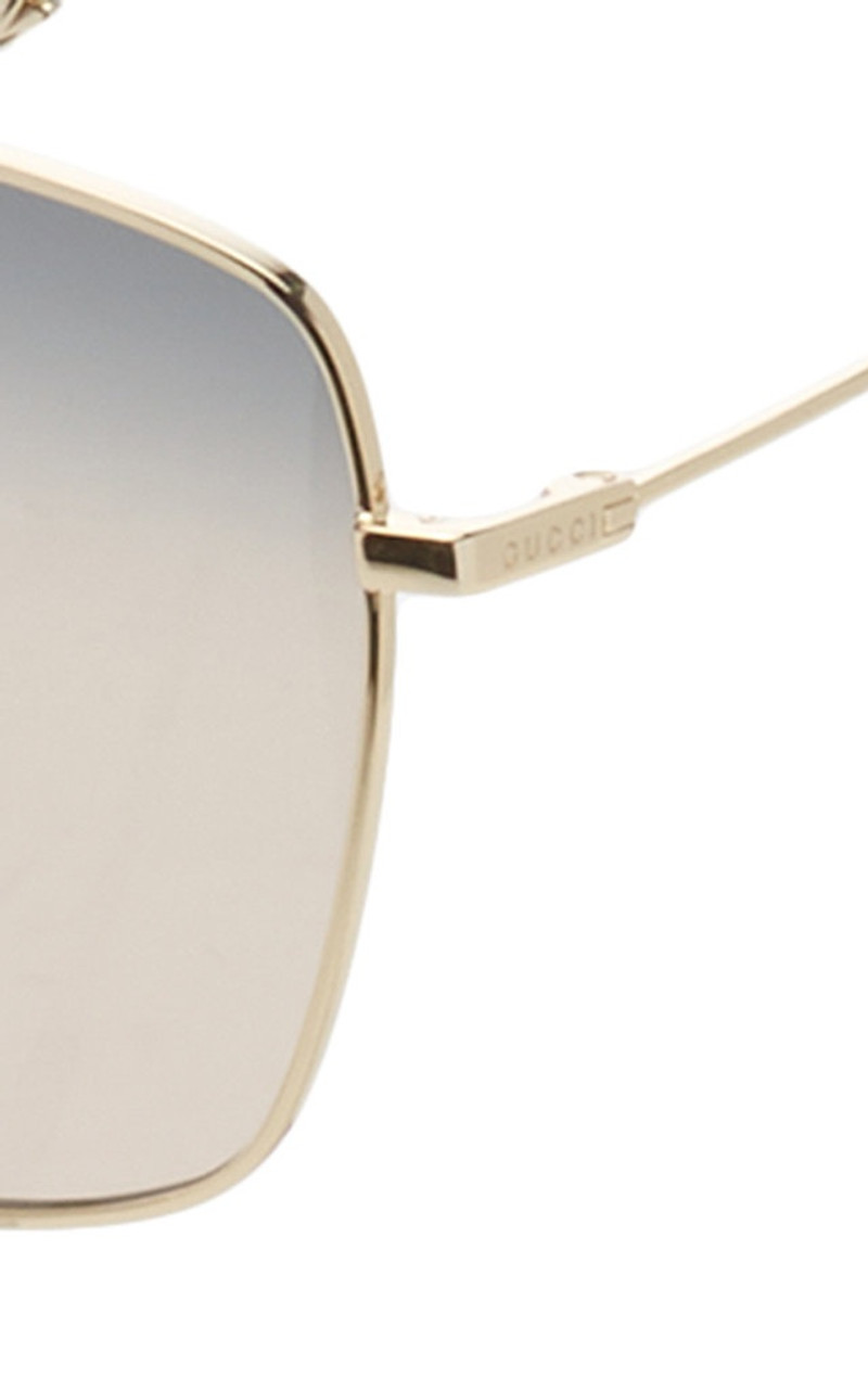 Charm-Detailed Square-Frame Metal Sunglasses red 8