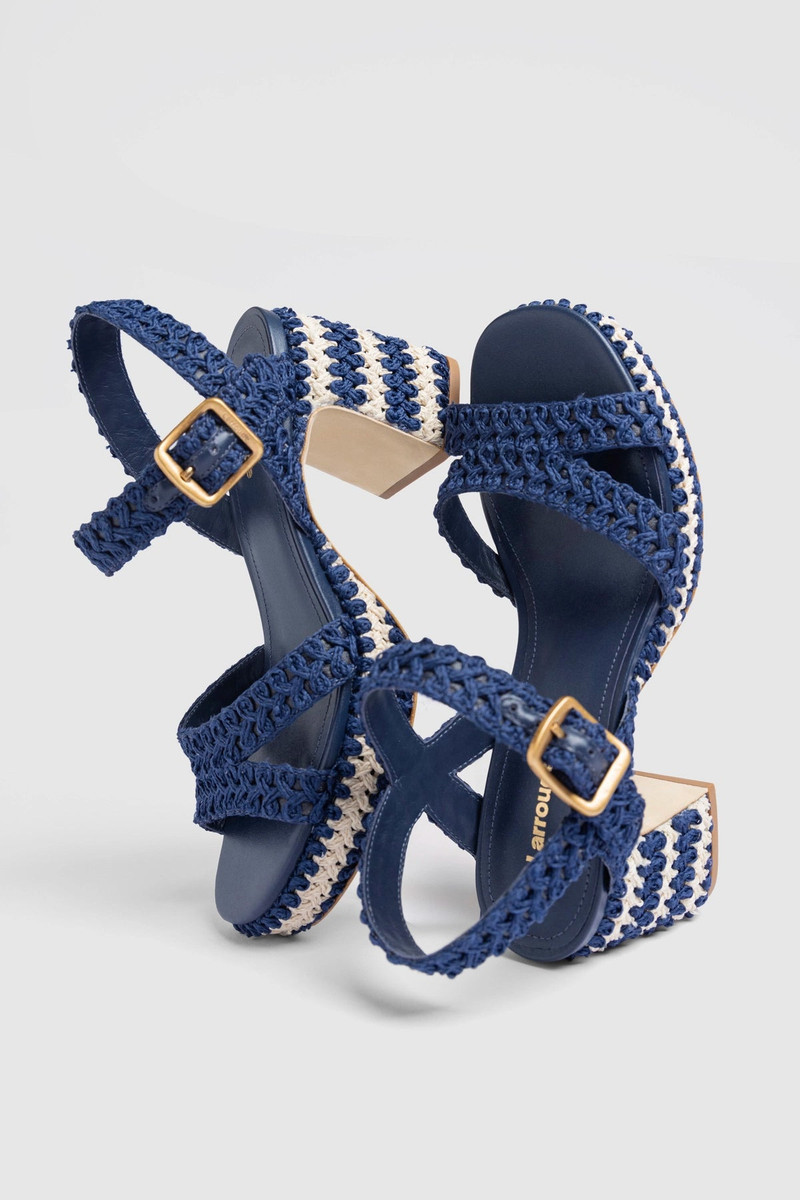 Larroudé Jolene Low Sandal Navy Crochet outlook