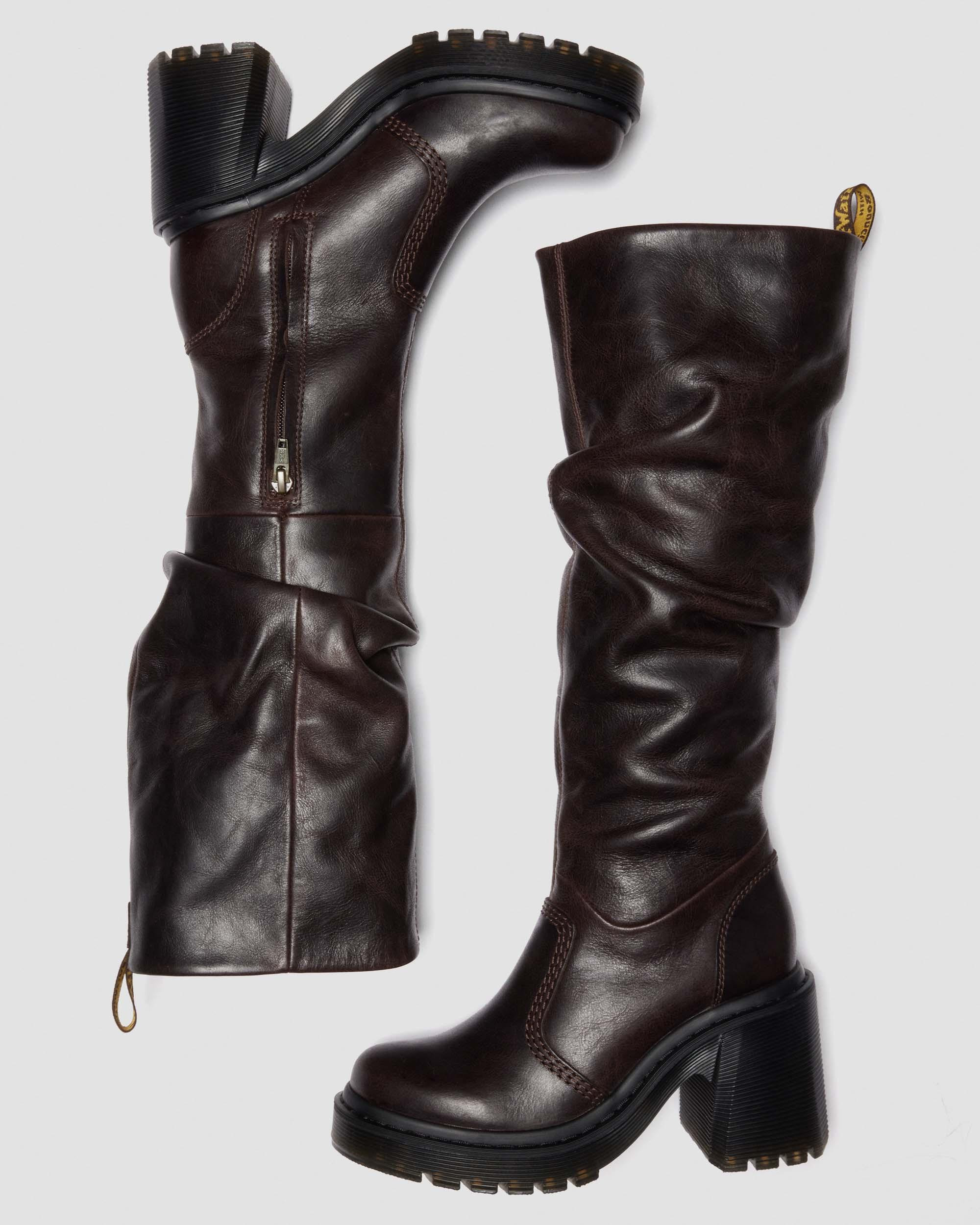 Kasey Kinsley Leather Knee High Heeled Boots - 2