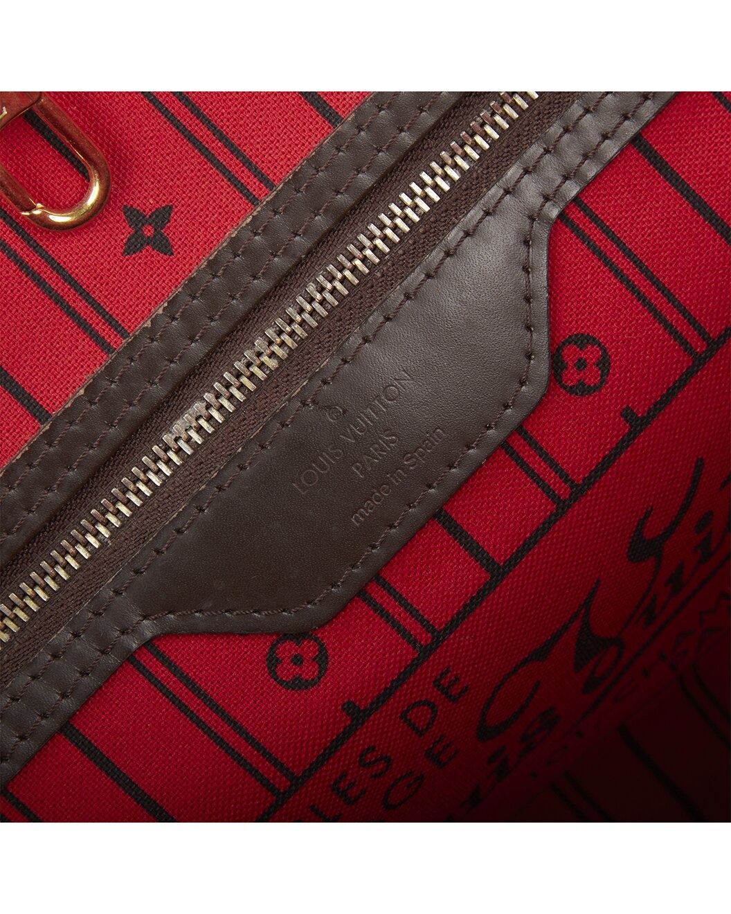 Louis Vuitton Damier Ebene Canvas Neverfull Cherry MM (Authentic Pre-Loved) - 5