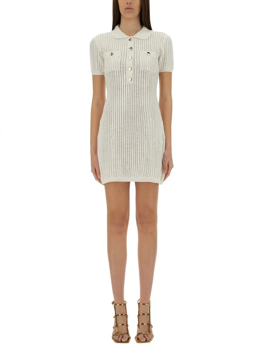 Self-Portrait Mini Crochet Dress With Sequins - 1